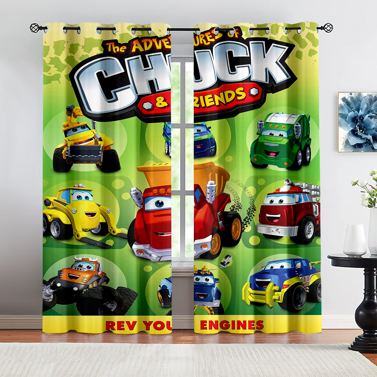 The Adventures of Chuck and friends Blackout Curtains Drapes for Window Treatment Set