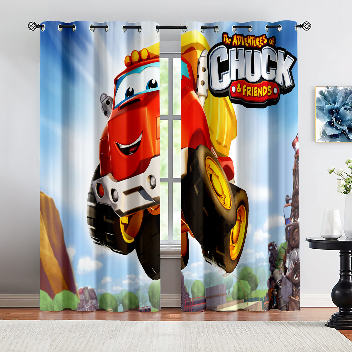 The Adventures of Chuck and friends Blackout Curtains Drapes for Window Treatment Set