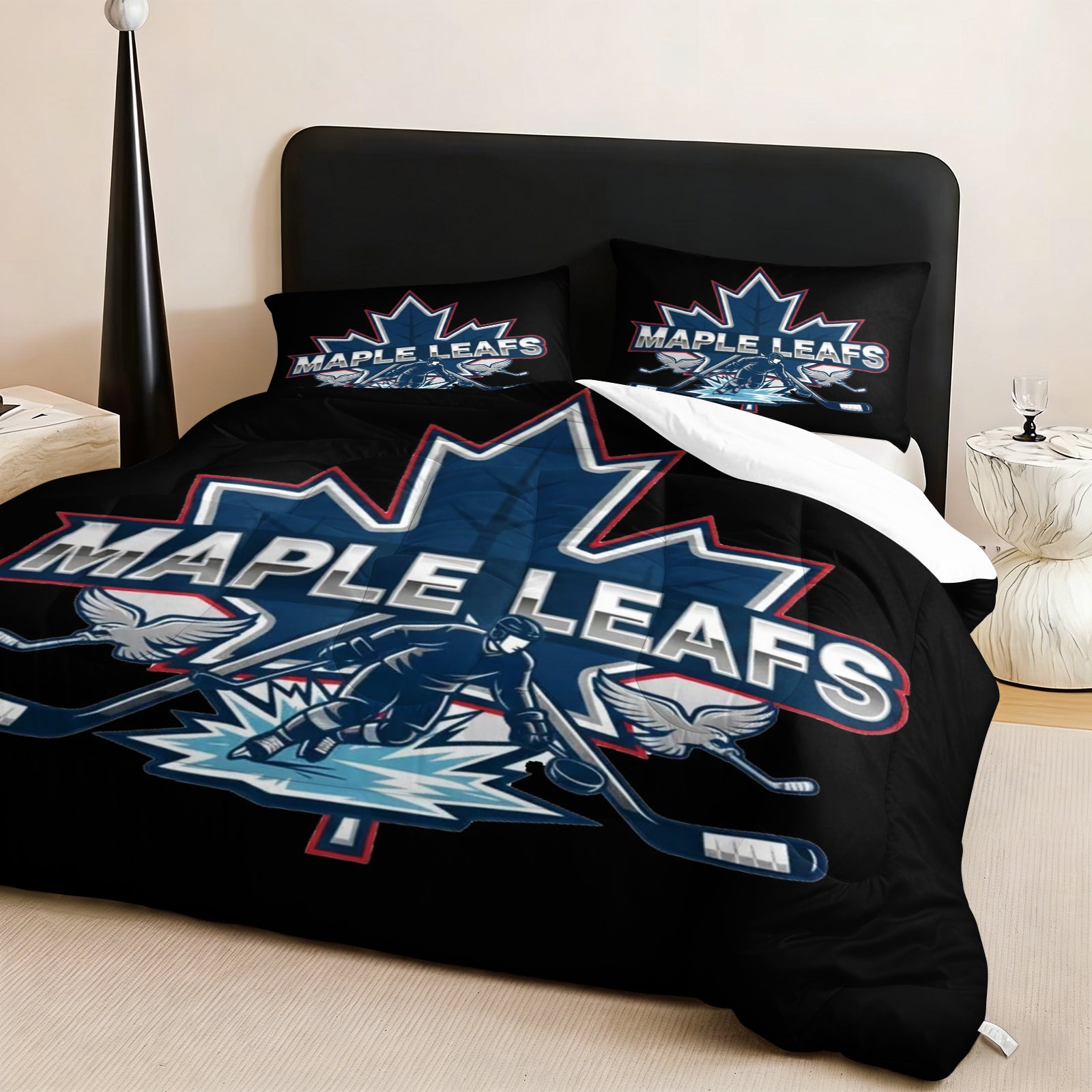Toronto Maple Leafs Hockey League Comforter Pillowcase Sets Blanket All Season Reversible Quilted Duvet