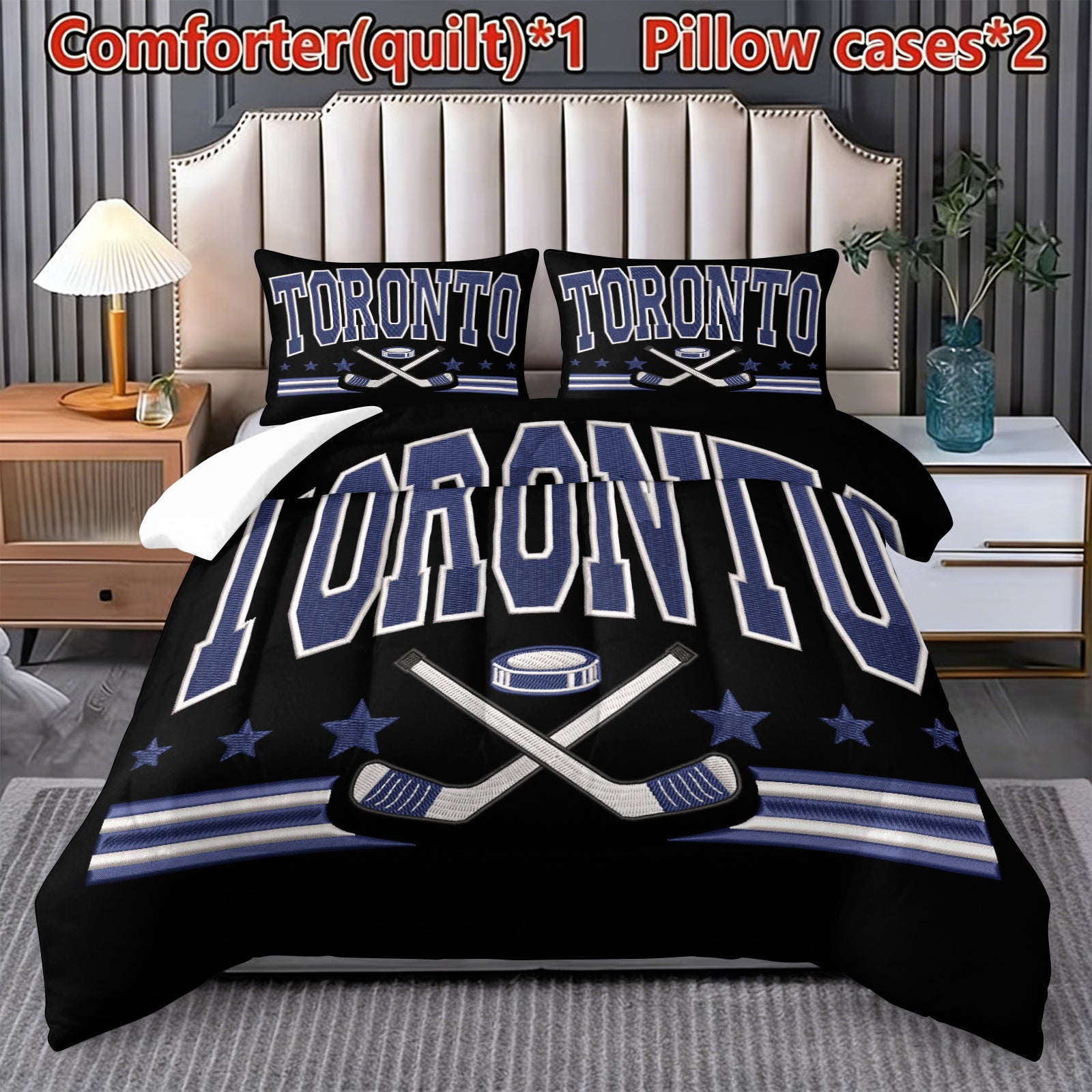 Toronto Maple Leafs Hockey League Comforter Pillowcase Sets Blanket All Season Reversible Quilted Duvet