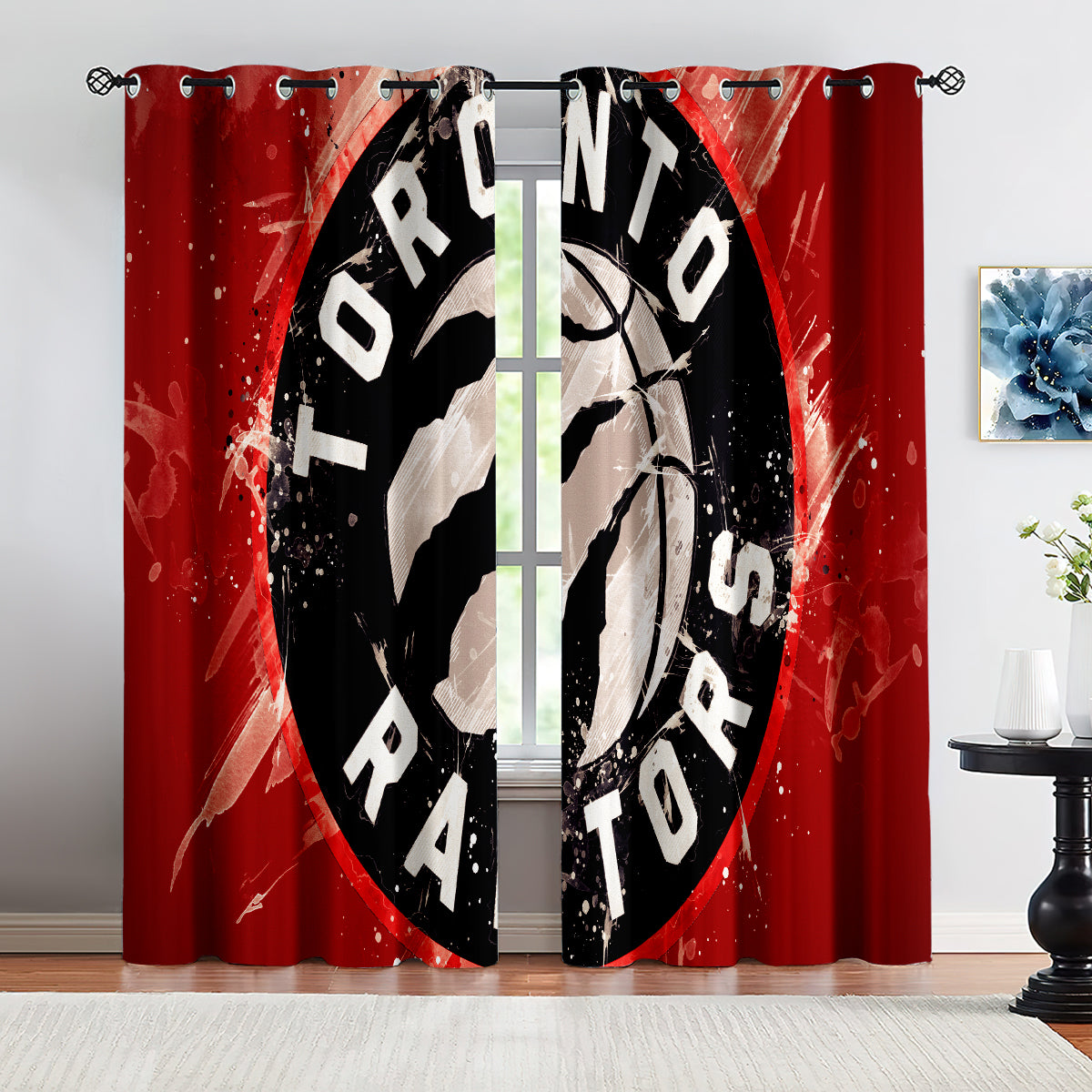 Toronto Basketball Raptors Blackout Curtains Drapes For Window Treatment Set