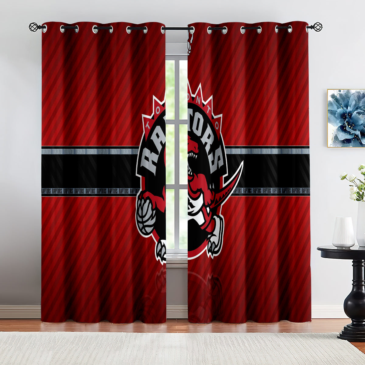 Toronto Basketball Raptors Blackout Curtains Drapes For Window Treatment Set