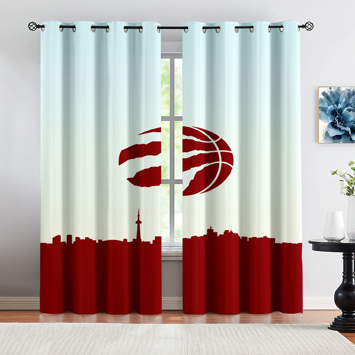 Toronto Basketball Raptors Blackout Curtains Drapes For Window Treatment Set