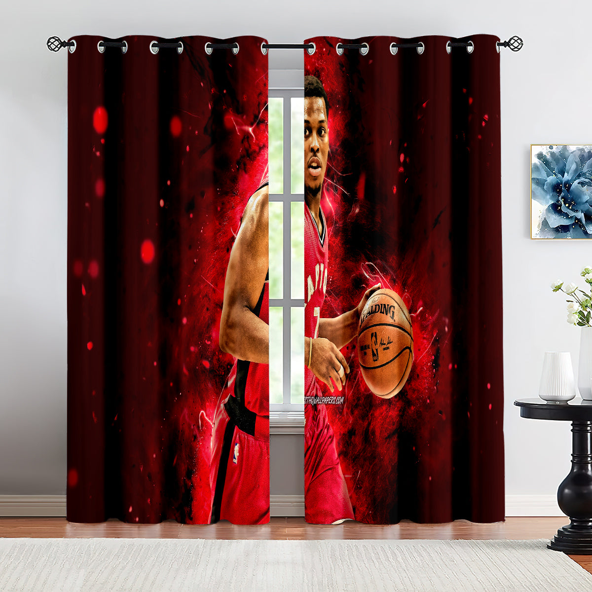 Toronto Basketball Raptors Blackout Curtains Drapes For Window Treatment Set