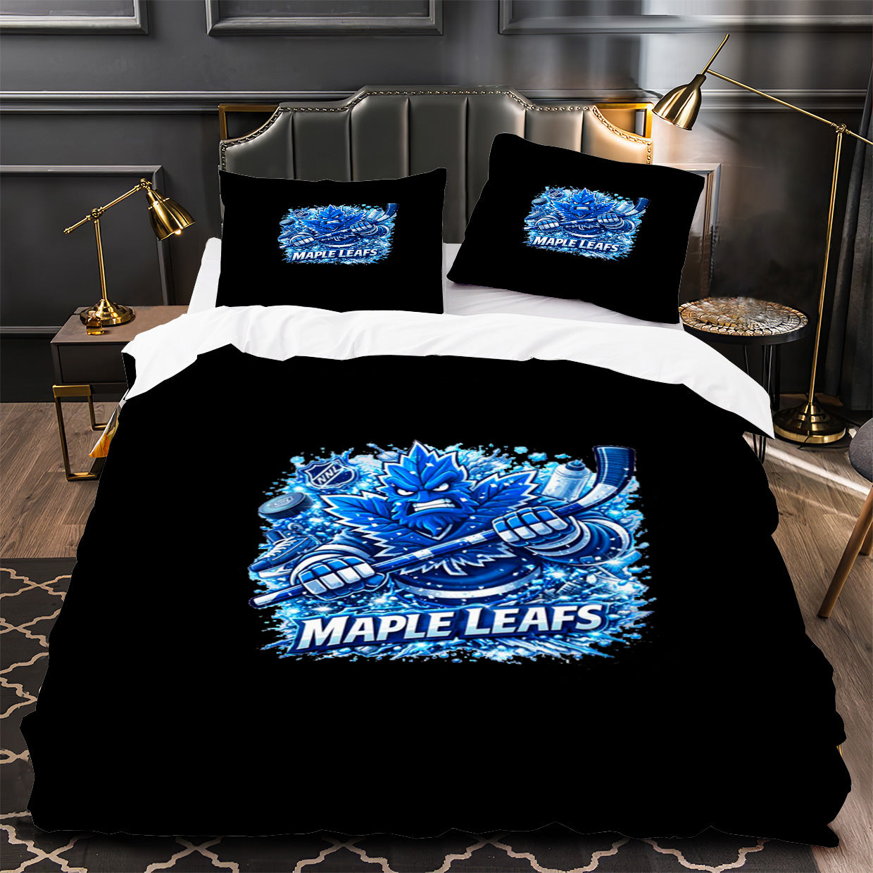 Toronto Maple Leafs Hockey Duvet Cover Quilt Case Pillowcase Bedding Set Without Filler