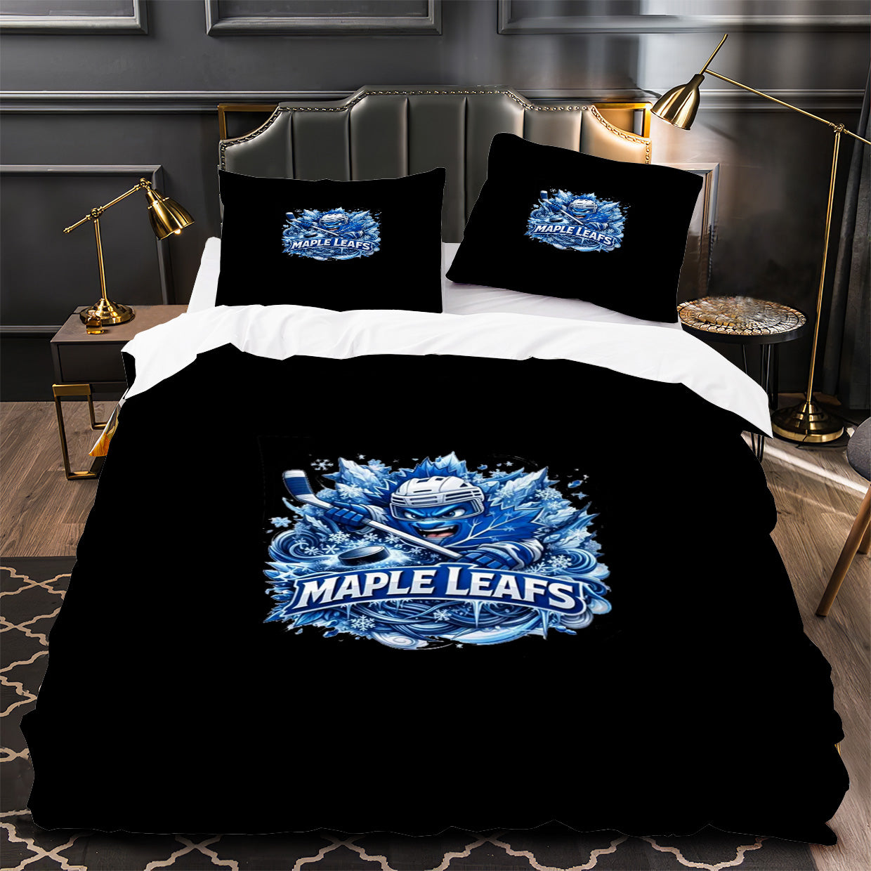 Toronto Maple Leafs Hockey Duvet Cover Quilt Case Pillowcase Bedding Set Without Filler