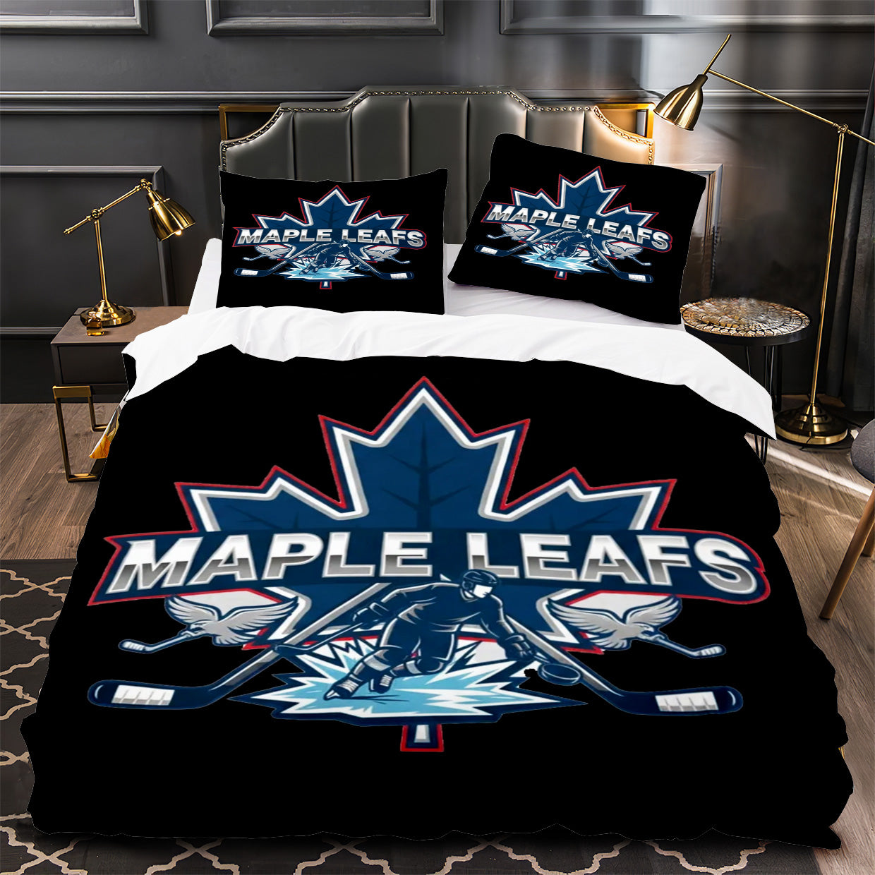 Toronto Maple Leafs Hockey Duvet Cover Quilt Case Pillowcase Bedding Set Without Filler