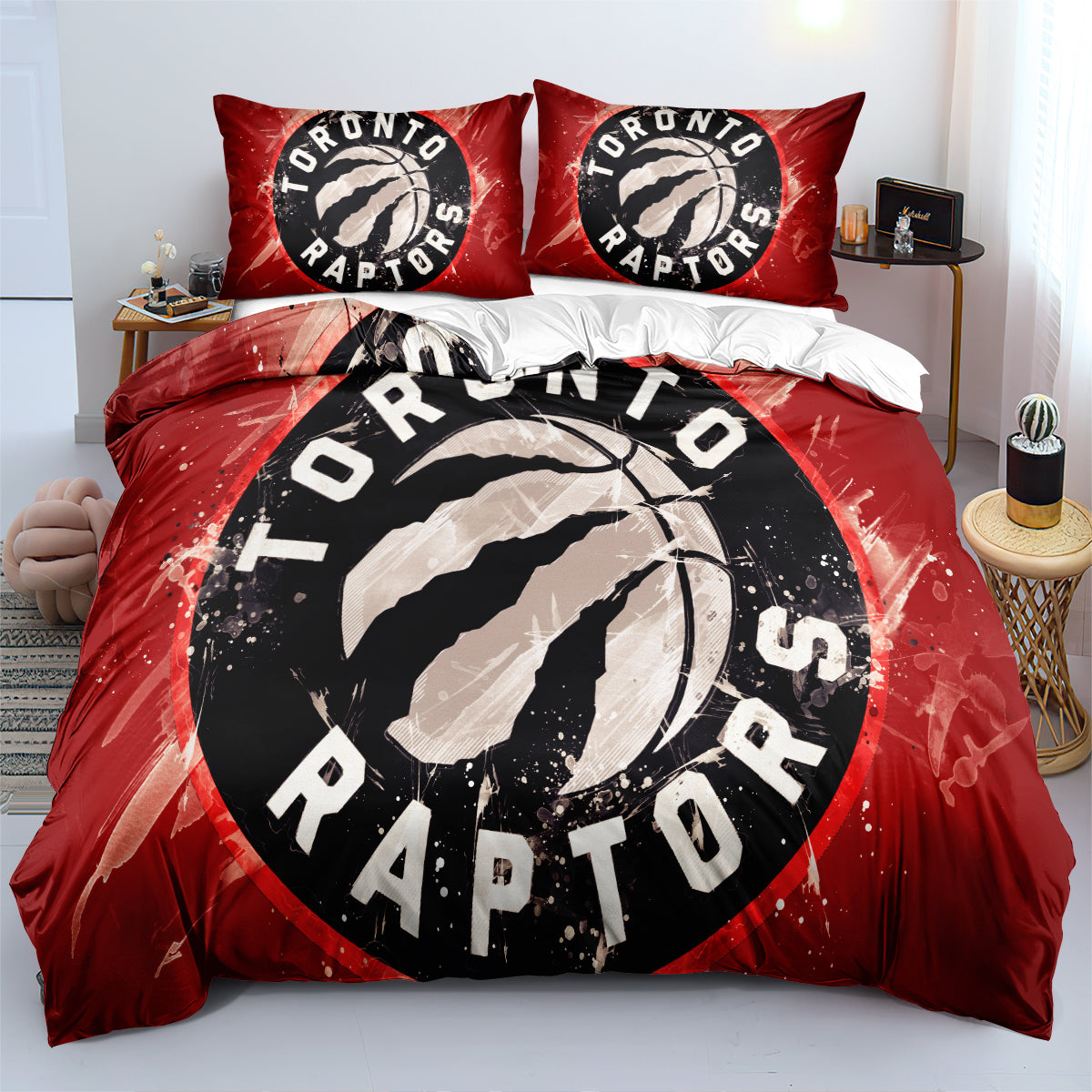 Toronto Basketball Raptors Bedding Set Quilt Cover Without Filler