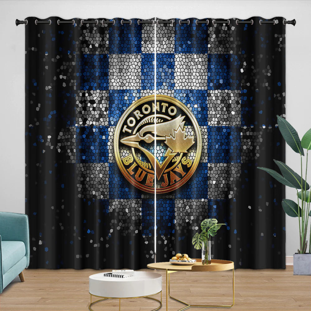 Toronto Baseball Blue Jays Blackout Curtains Drapes For Window Treatment Set