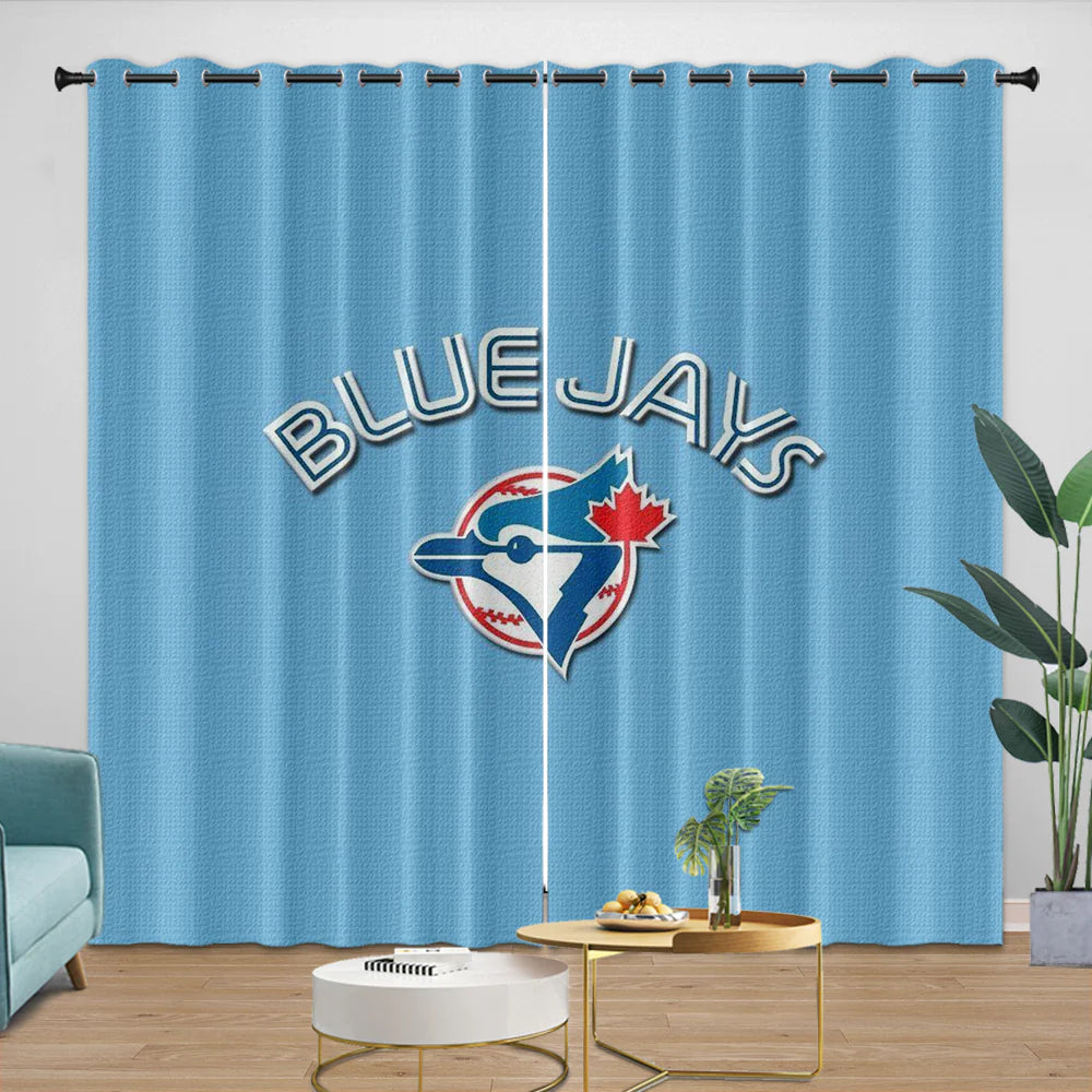 Toronto Baseball Blue Jays Blackout Curtains Drapes For Window Treatment Set