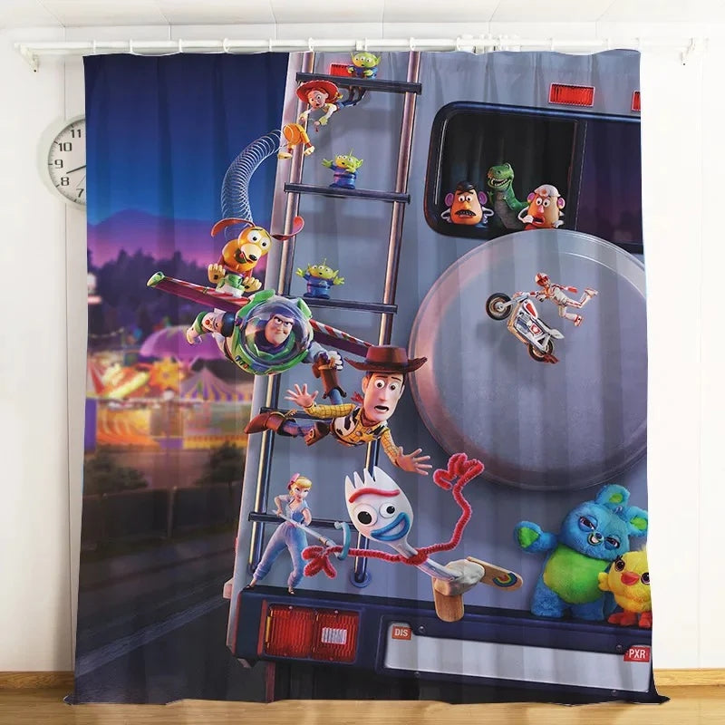 Toy Story Buzz Lightyear Woody Forky Blackout Curtains Drapes For Window Treatment Set