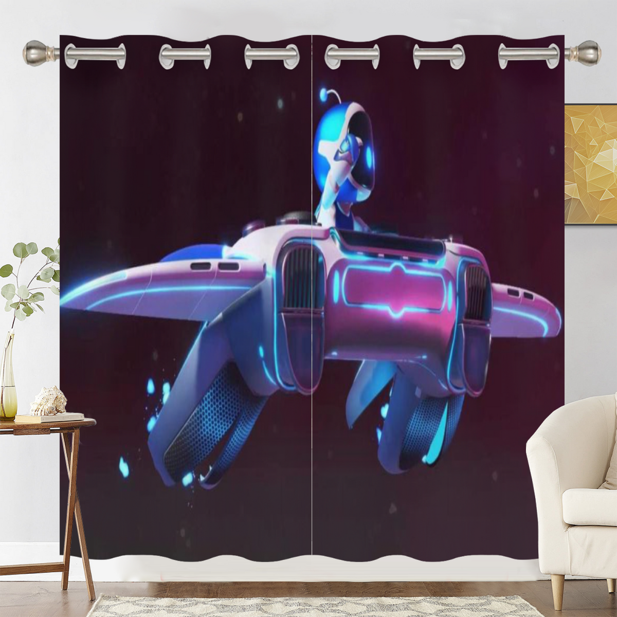 Astro Bot Blackout Curtains Drapes for Window Treatment Set