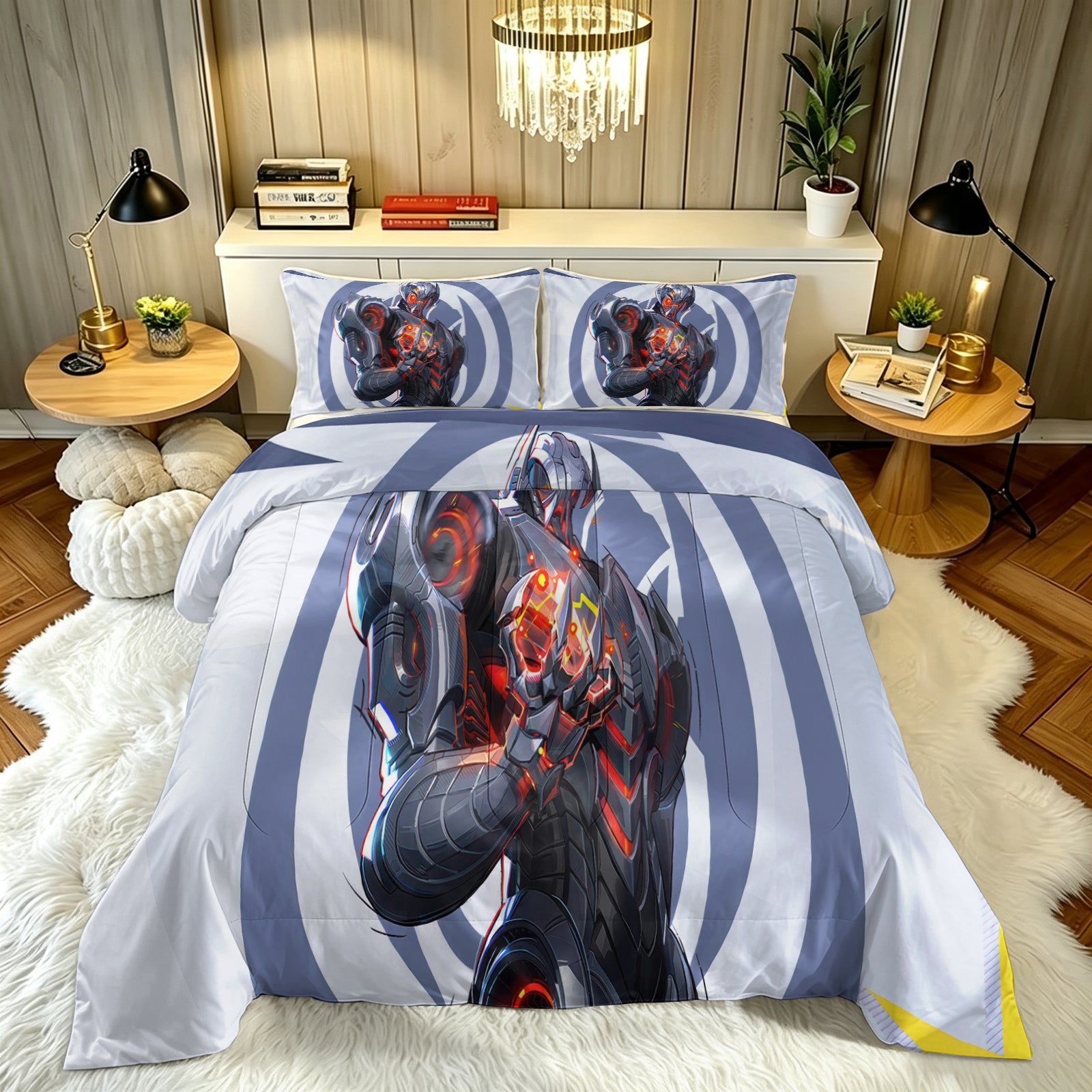 ‌Marvel Rivals Ultron Comforter Pillowcase Sets Blanket All Season Reversible Quilted Duvet