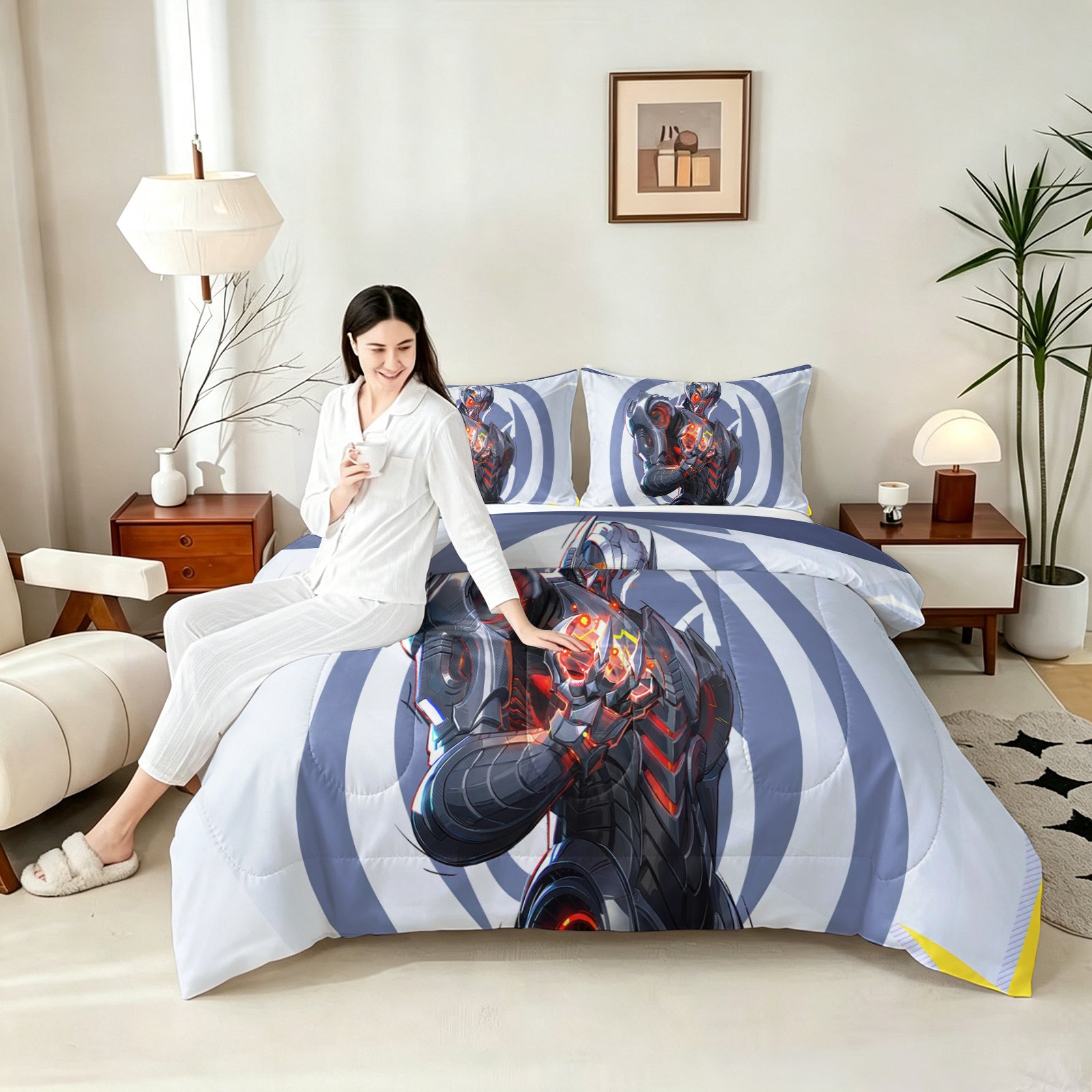 ‌Marvel Rivals Ultron Comforter Pillowcase Sets Blanket All Season Reversible Quilted Duvet