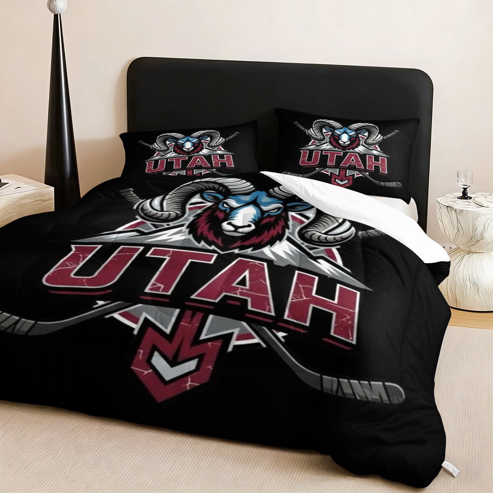 Utah Mammoth Hockey League Comforter Pillowcase Sets Blanket All Season Reversible Quilted Duvet
