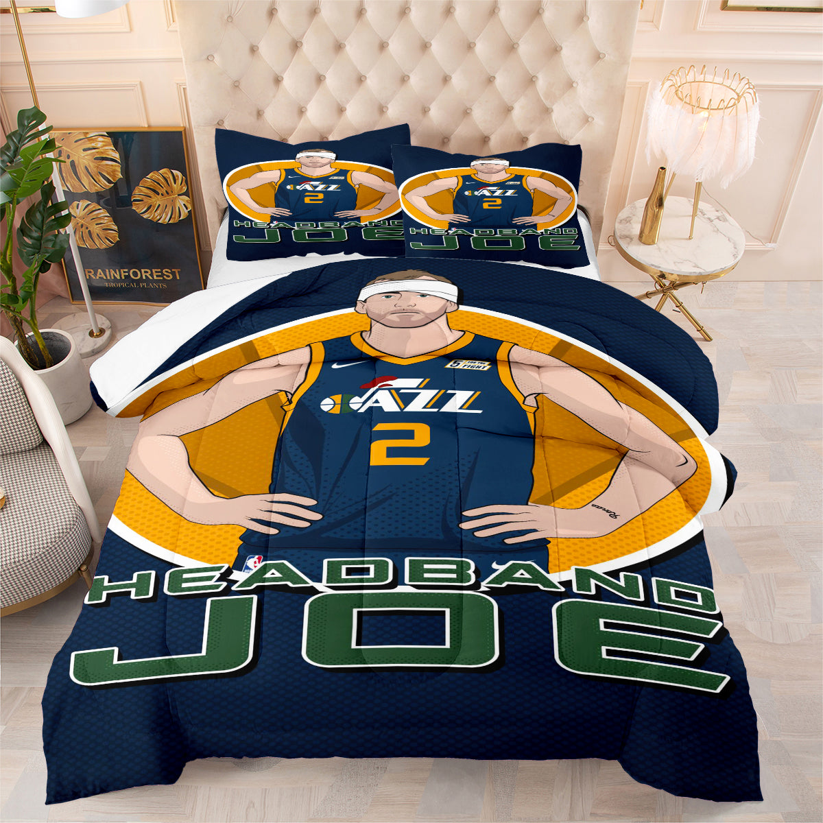 Utah Jazz Basketball Comforter Pillowcase Sets Blanket All Season Reversible Quilted Duvet