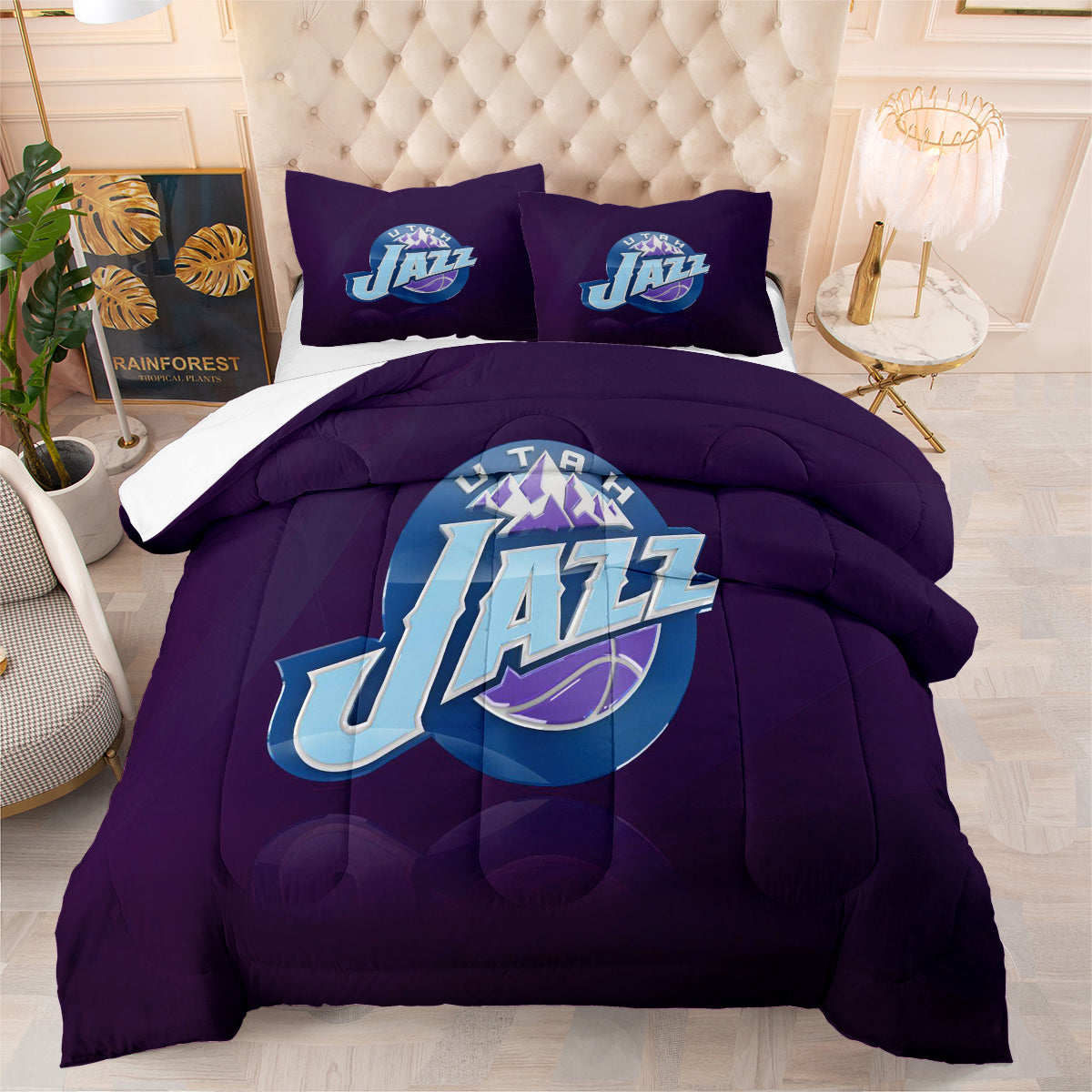 Utah Jazz Basketball Comforter Pillowcase Sets Blanket All Season Reversible Quilted Duvet