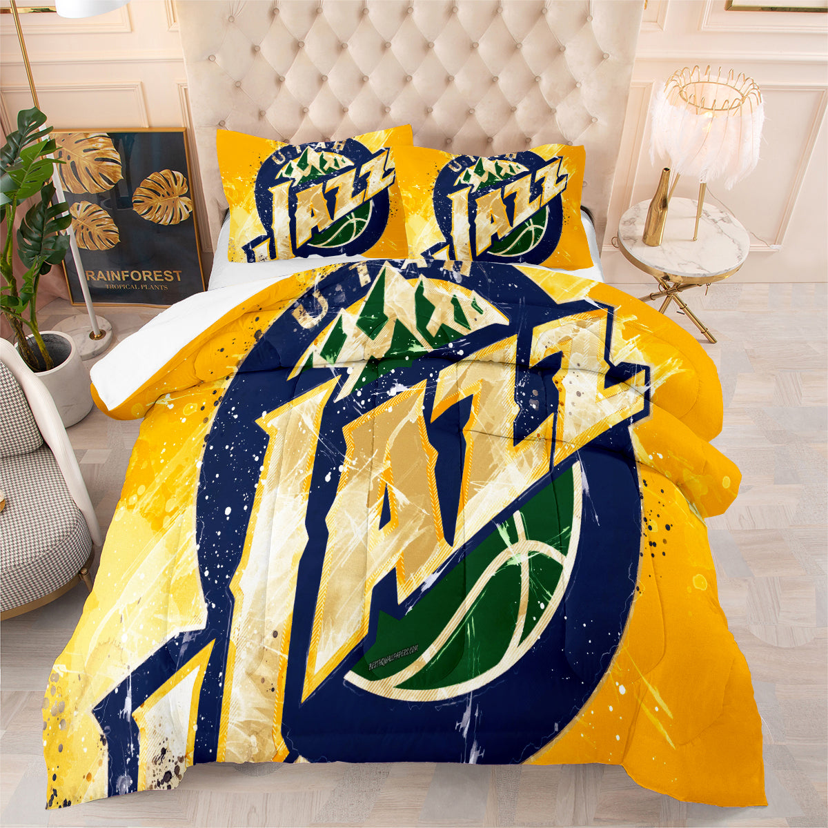 Utah Jazz Basketball Comforter Pillowcase Sets Blanket All Season Reversible Quilted Duvet