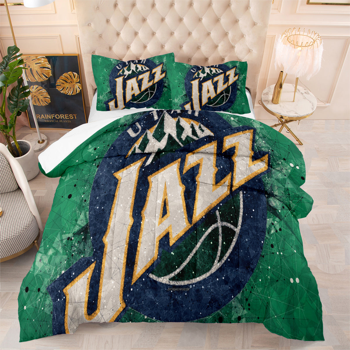Utah Jazz Basketball Comforter Pillowcase Sets Blanket All Season Reversible Quilted Duvet