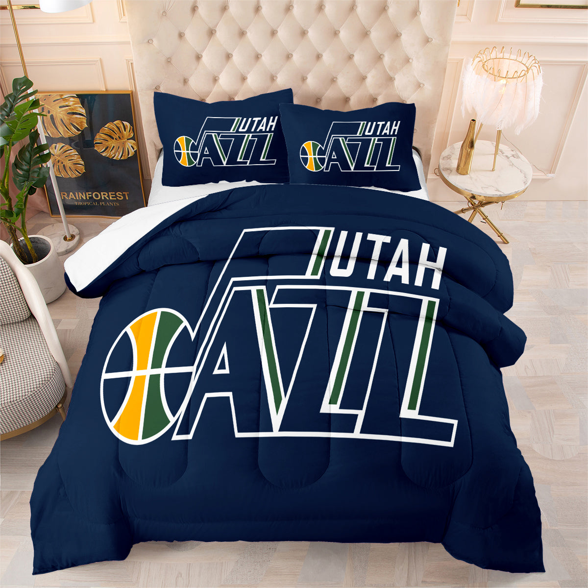 Utah Jazz Basketball Comforter Pillowcase Sets Blanket All Season Reversible Quilted Duvet