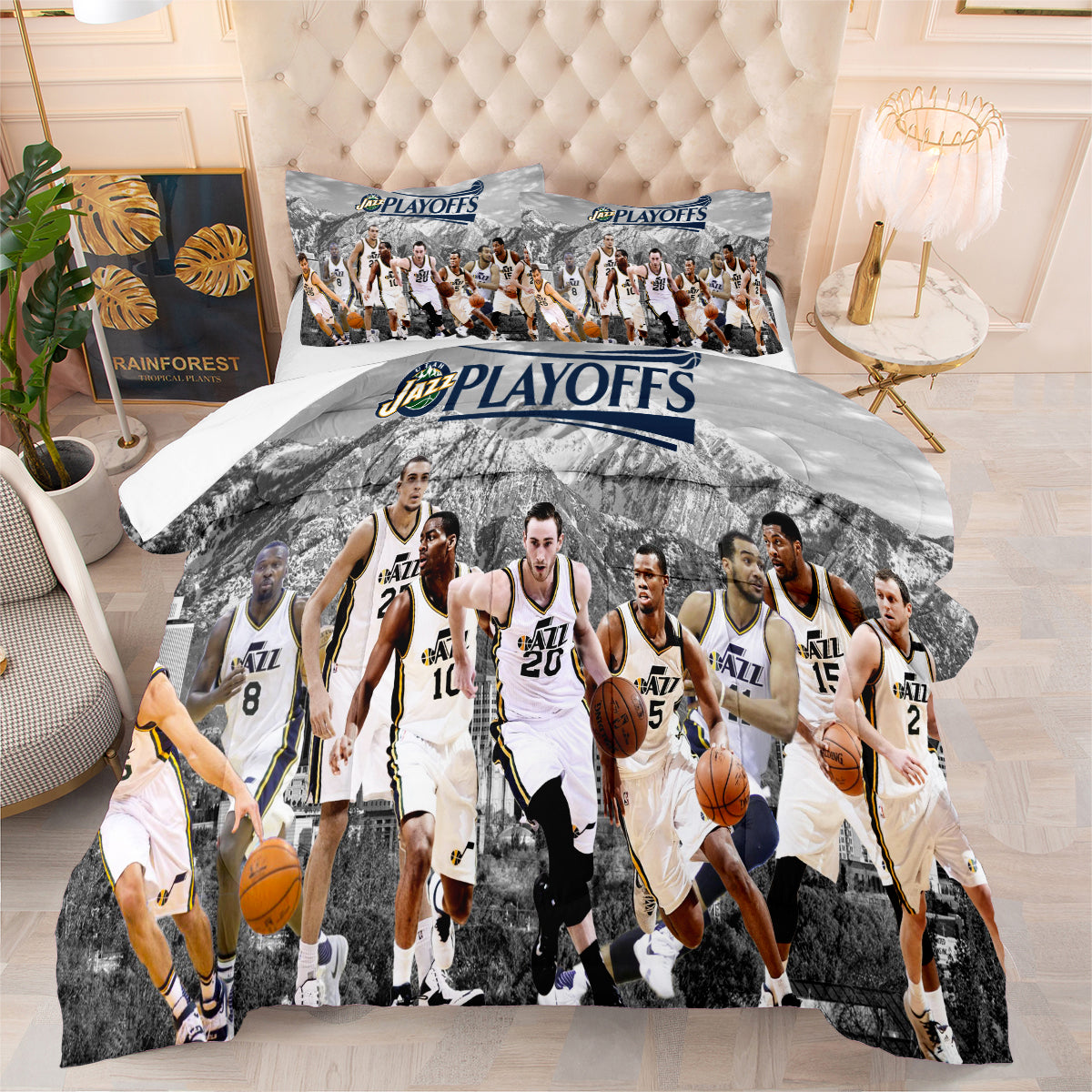 Utah Jazz Basketball Comforter Pillowcase Sets Blanket All Season Reversible Quilted Duvet