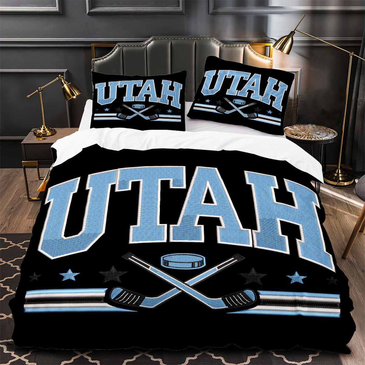 Utah Mammoth Hockey Duvet Cover Quilt Case Pillowcase Bedding Set Without Filler