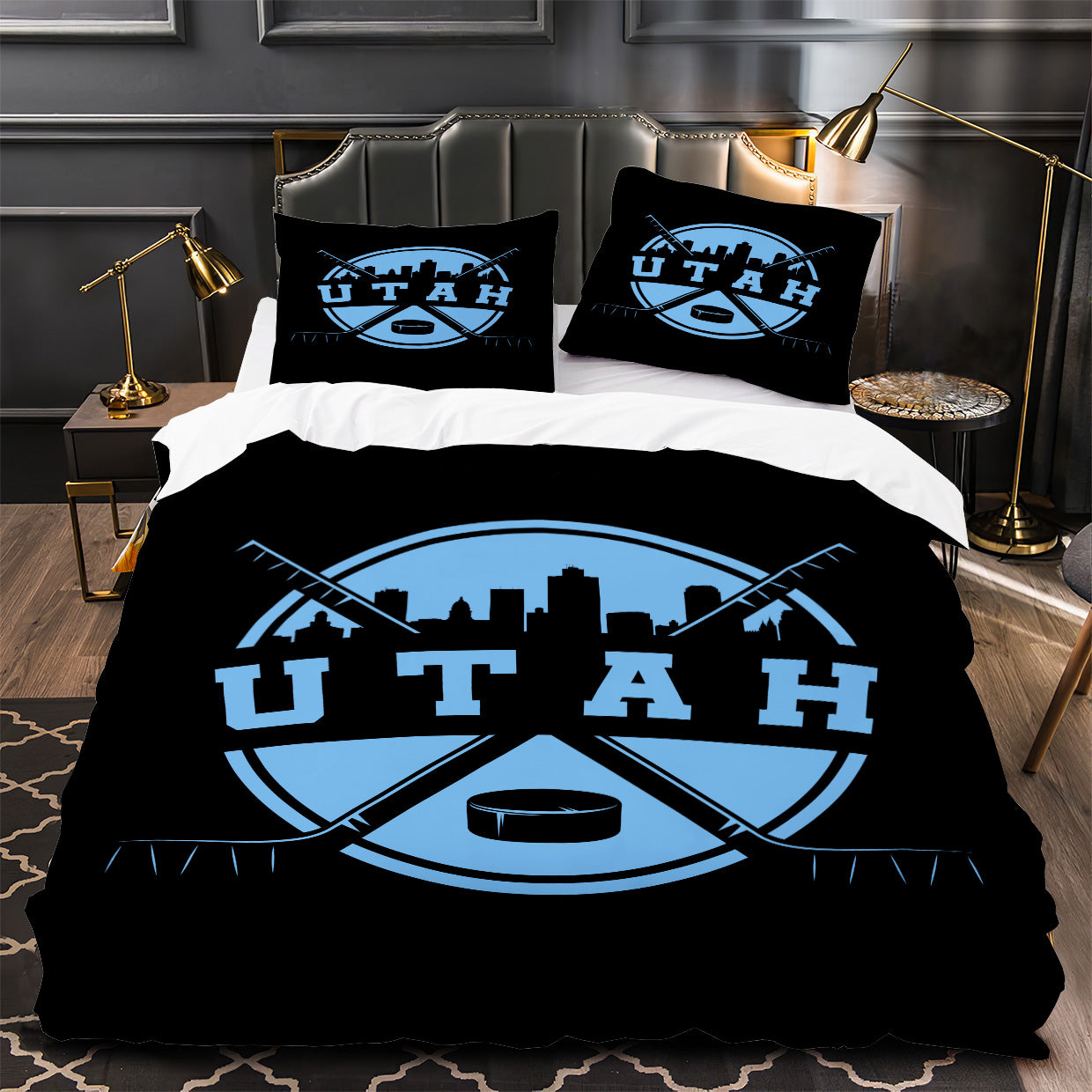 Utah Mammoth Hockey Duvet Cover Quilt Case Pillowcase Bedding Set Without Filler