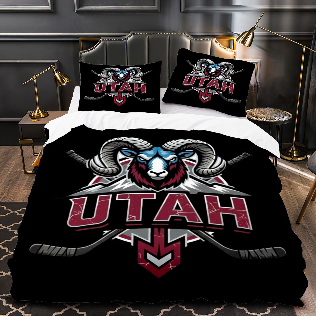 Utah Mammoth Hockey Duvet Cover Quilt Case Pillowcase Bedding Set Without Filler