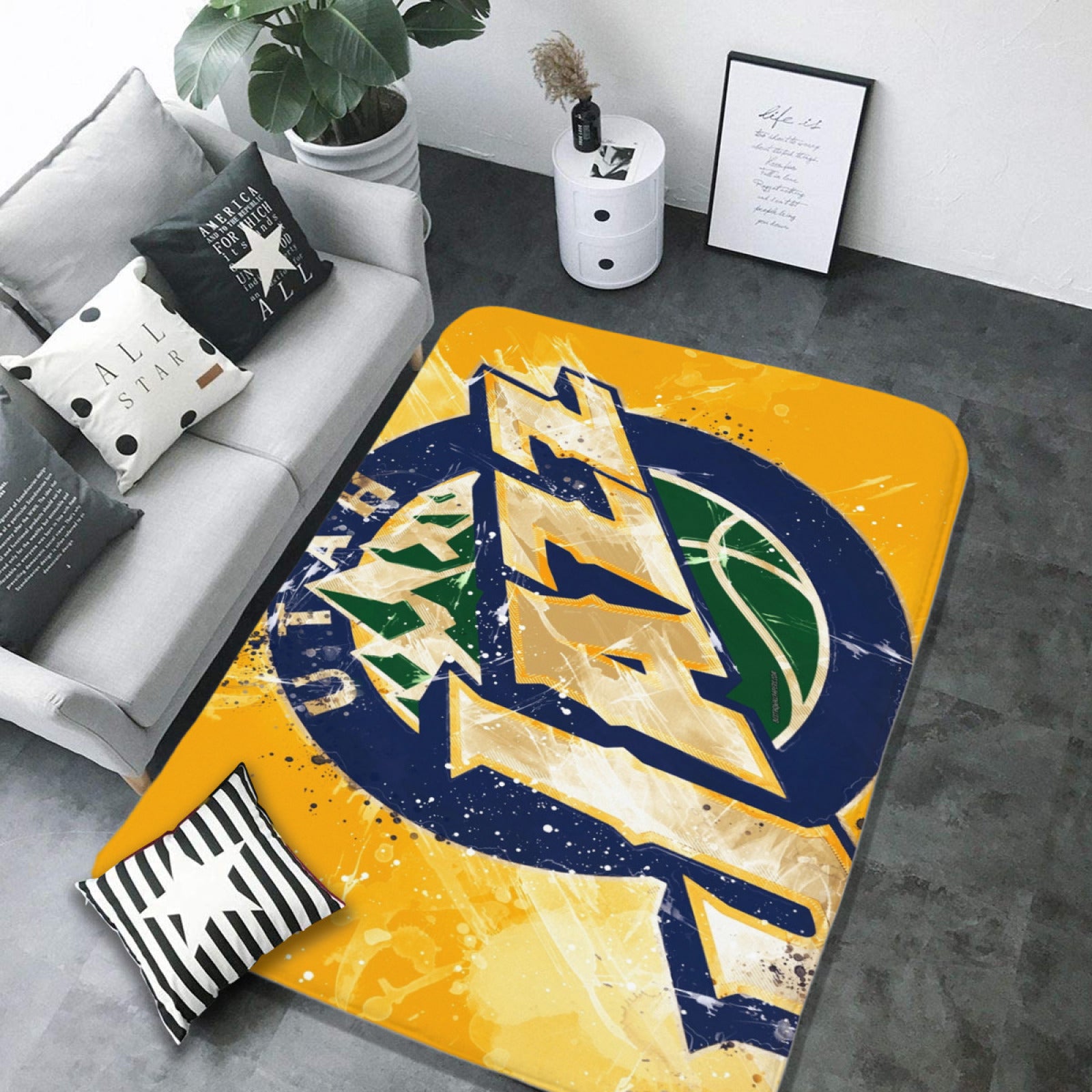 Utah Basketball Jazz Carpet Living Room Bedroom Mats Kitchen Bathroom Rug
