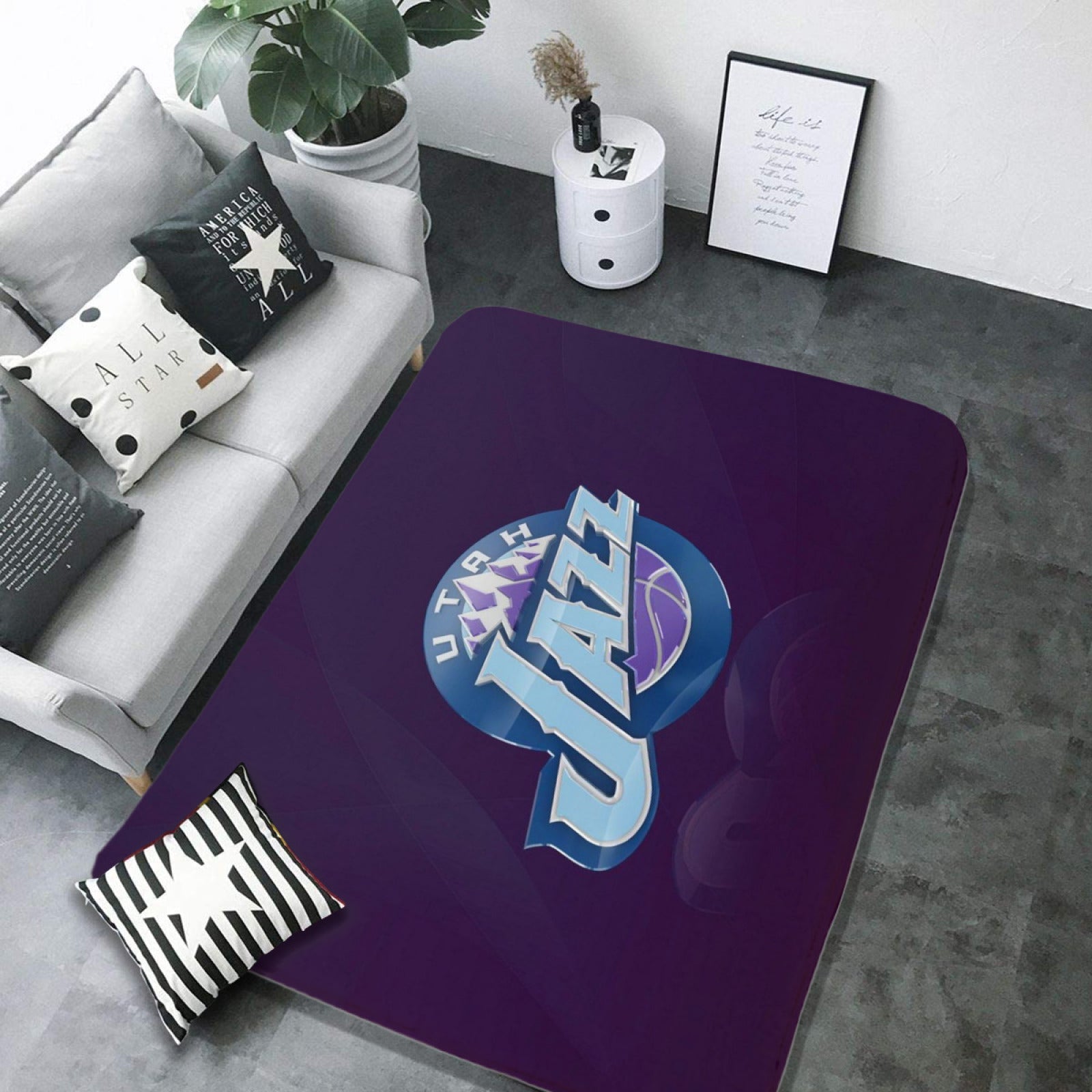 Utah Basketball Jazz Carpet Living Room Bedroom Mats Kitchen Bathroom Rug