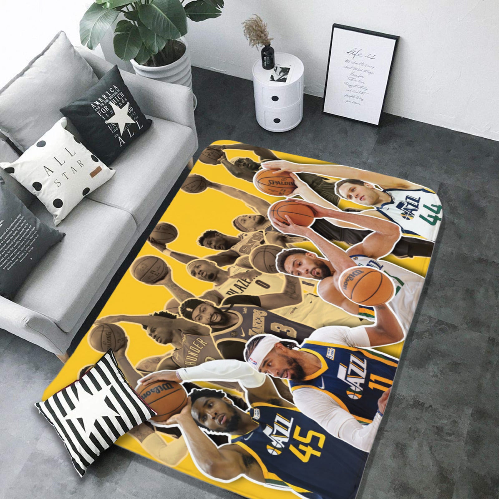 Utah Basketball Jazz Carpet Living Room Bedroom Mats Kitchen Bathroom Rug