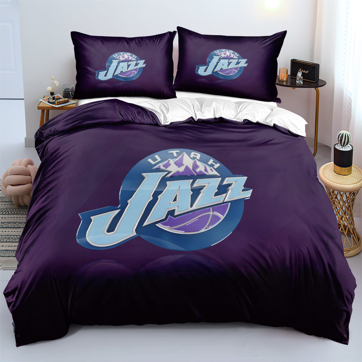 Utah Basketball Jazz Bedding Set Quilt Cover Without Filler