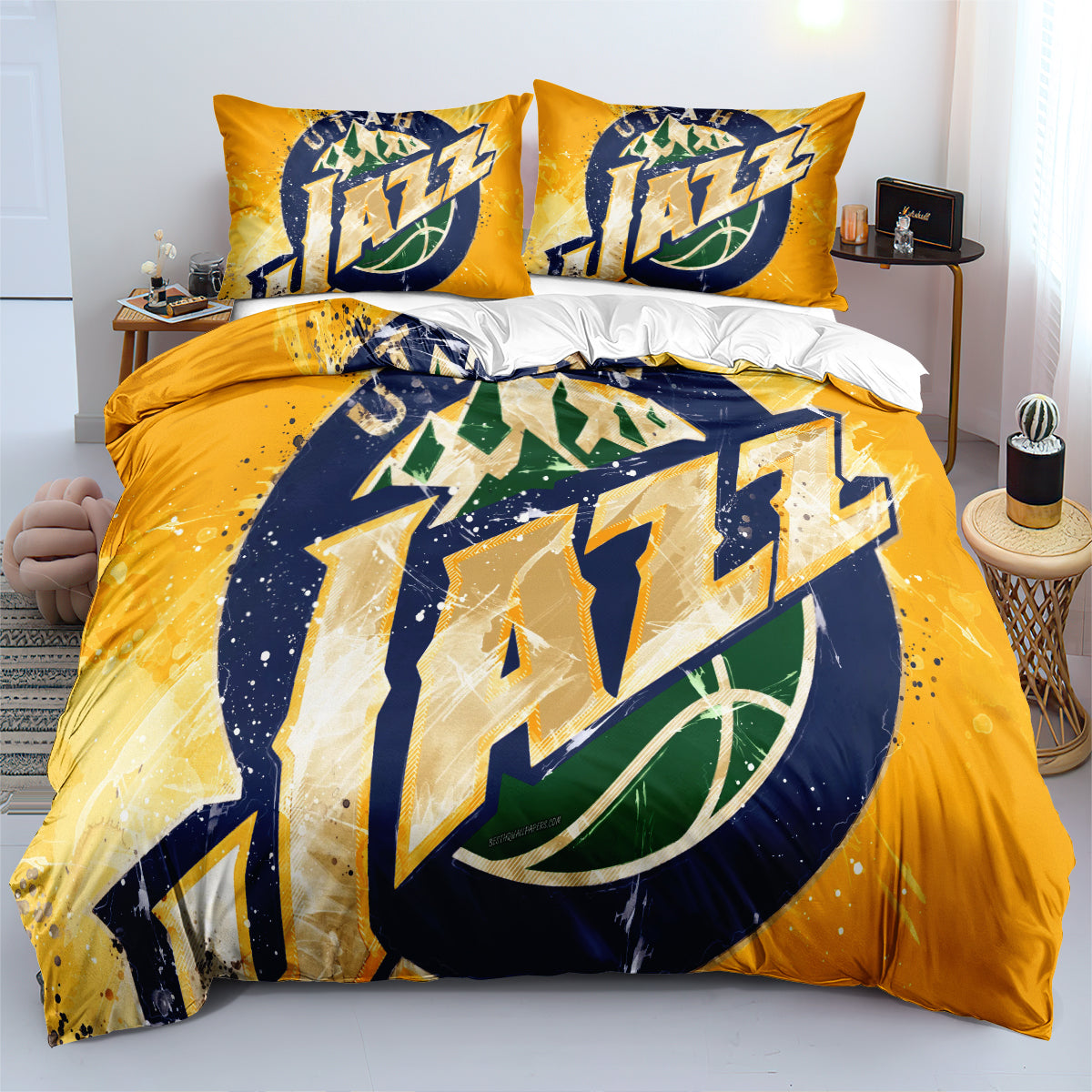 Utah Basketball Jazz Bedding Set Quilt Cover Without Filler