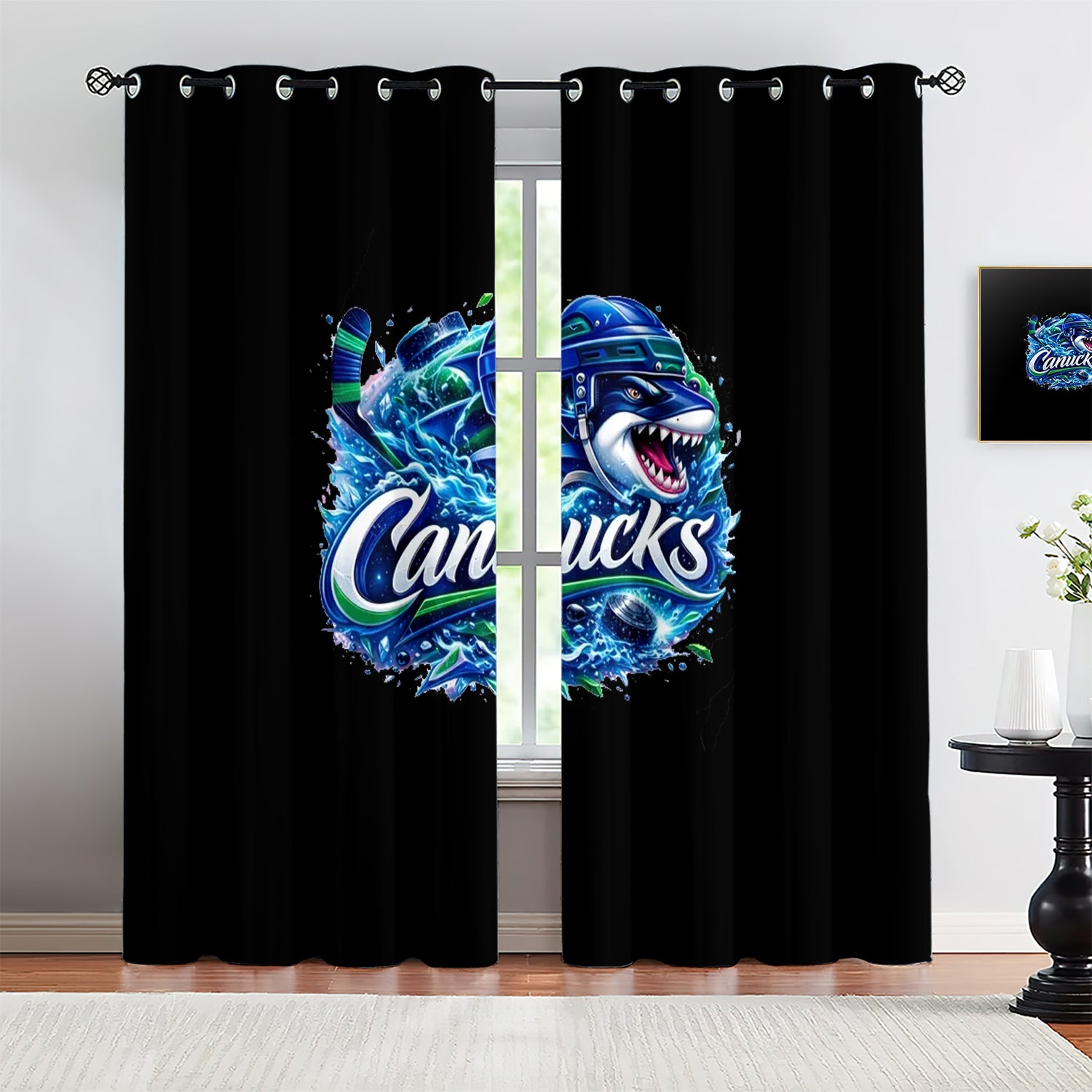 Vancouver Canucks Blackout Curtains Drapes For Window Treatment Set
