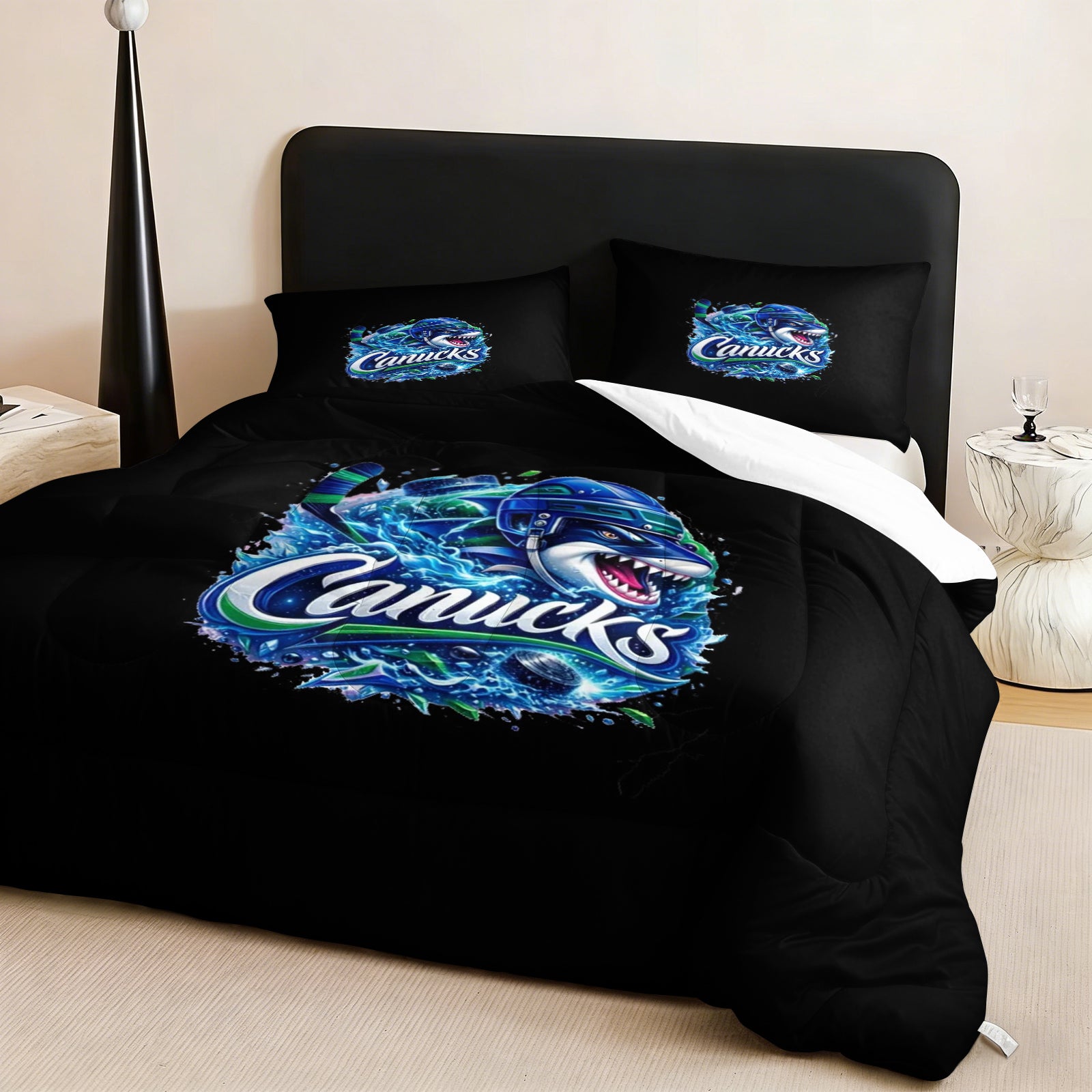 Vancouver Canucks Hockey League Comforter Pillowcase Sets Blanket All Season Reversible Quilted Duvet