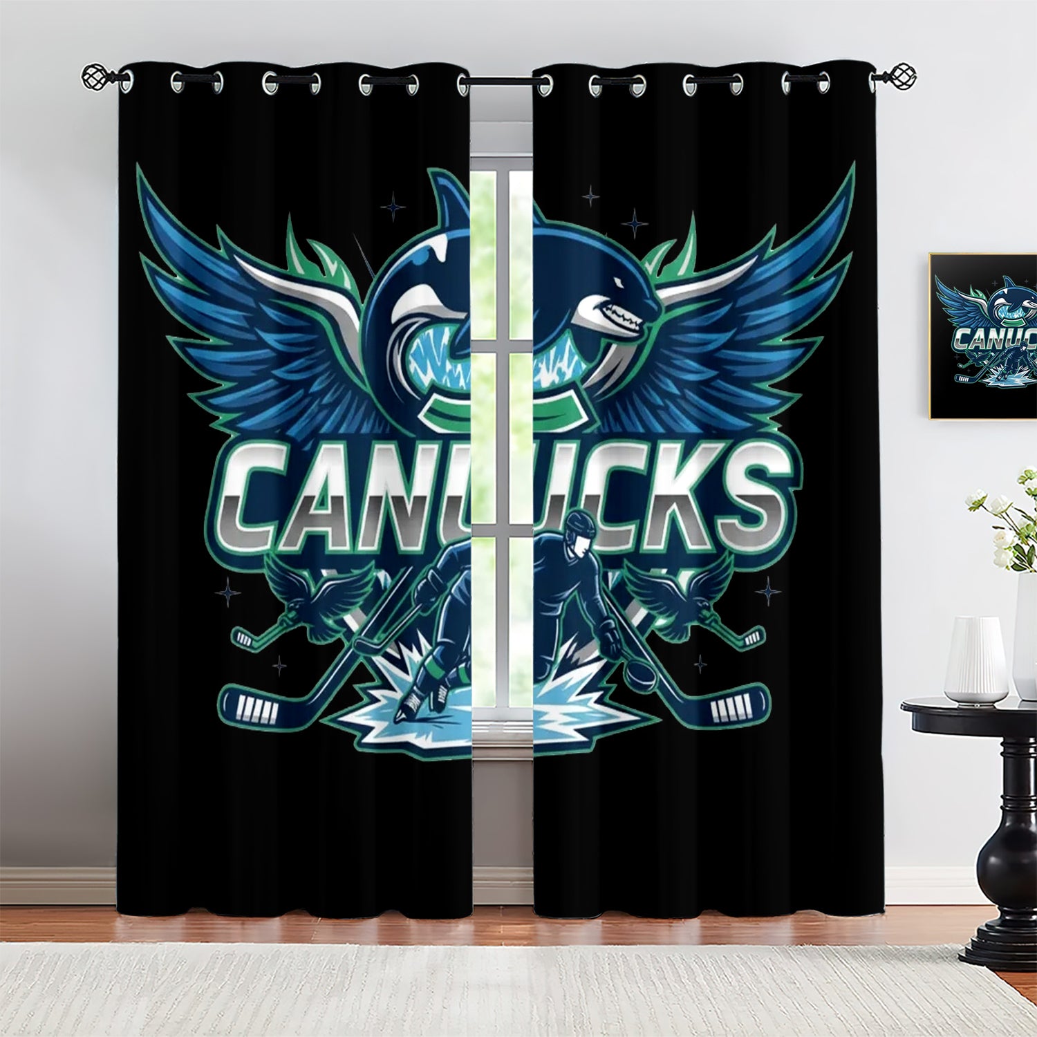 Vancouver Canucks Blackout Curtains Drapes For Window Treatment Set