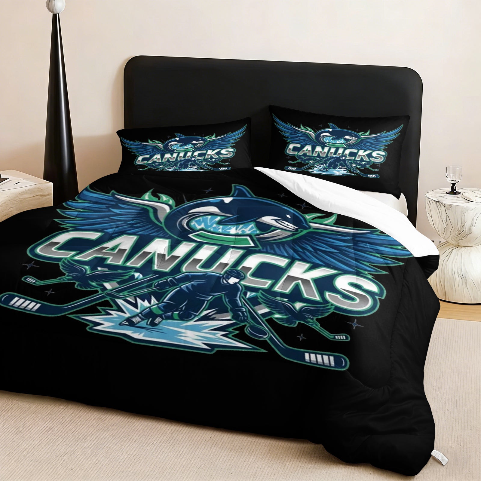 Vancouver Canucks Hockey League Comforter Pillowcase Sets Blanket All Season Reversible Quilted Duvet