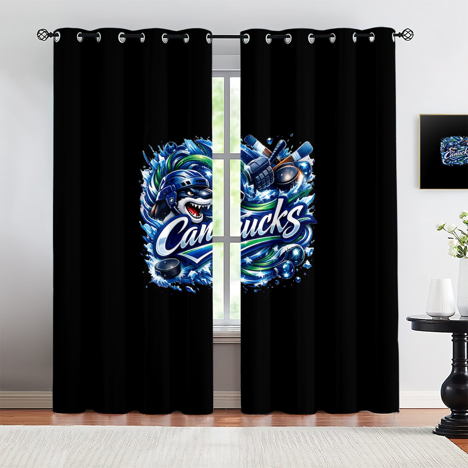 Vancouver Canucks Blackout Curtains Drapes For Window Treatment Set