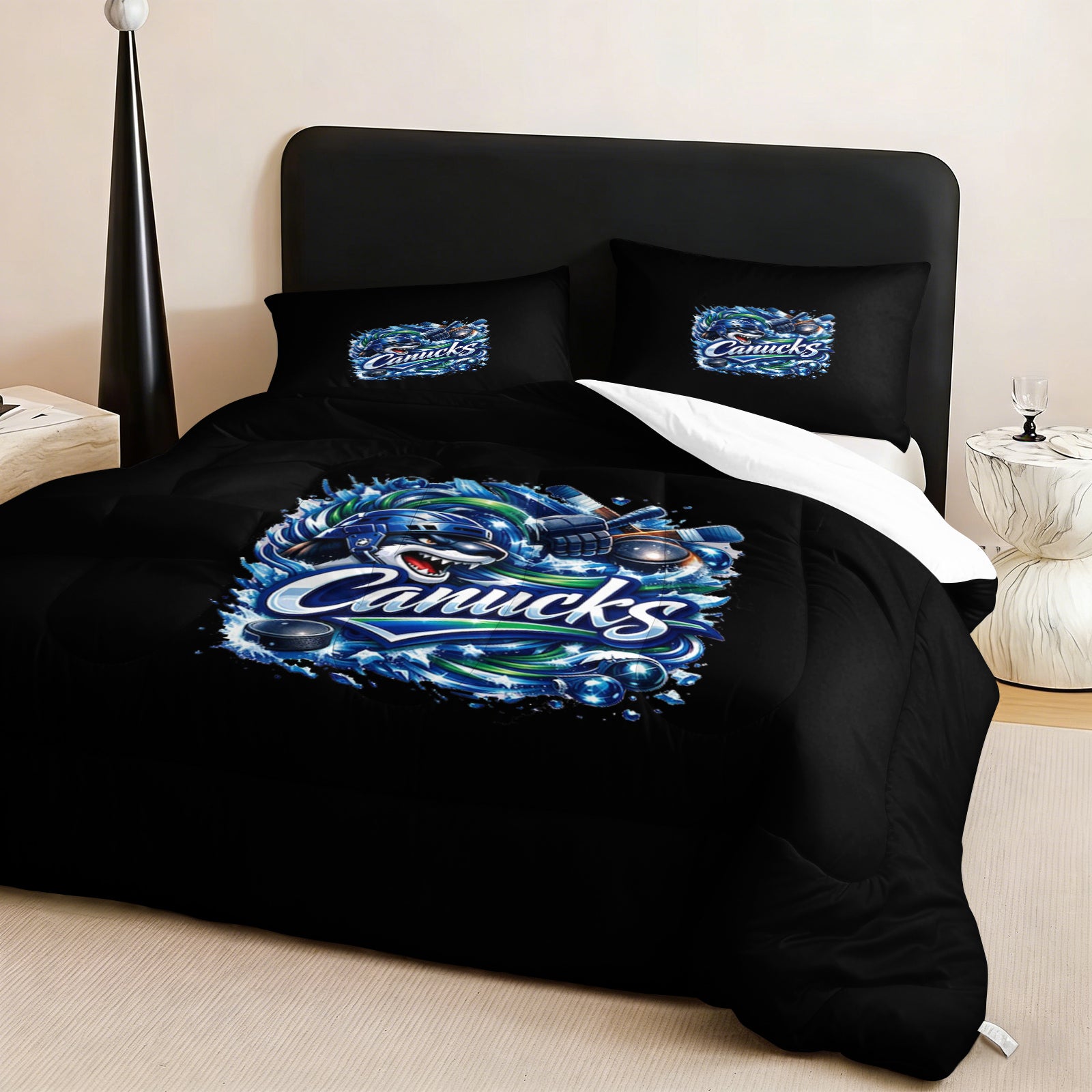 Vancouver Canucks Hockey League Comforter Pillowcase Sets Blanket All Season Reversible Quilted Duvet