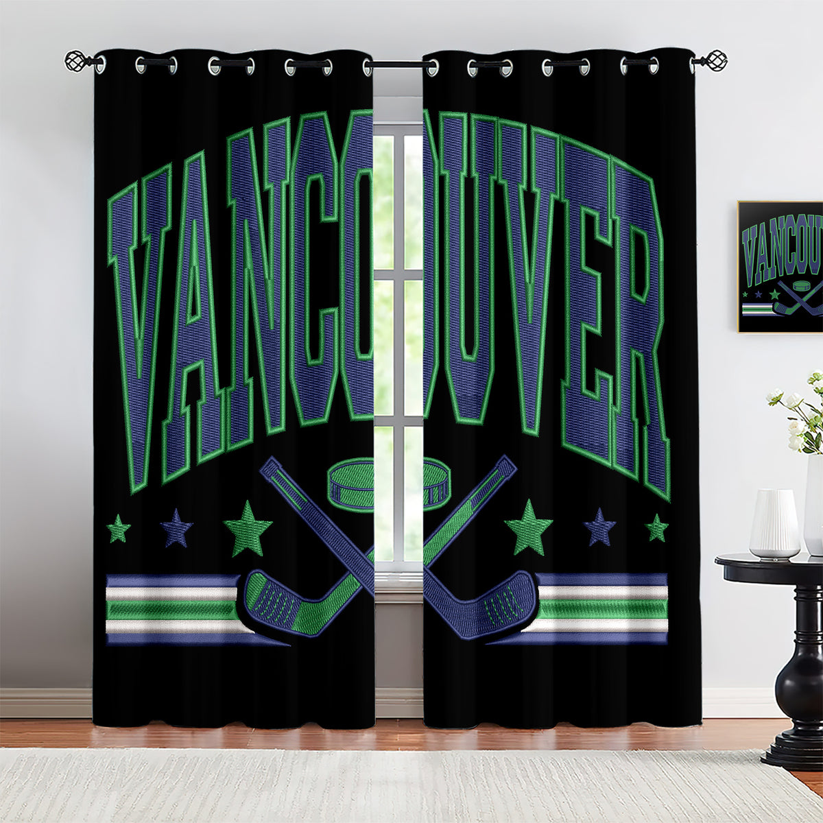 Vancouver Canucks Blackout Curtains Drapes For Window Treatment Set