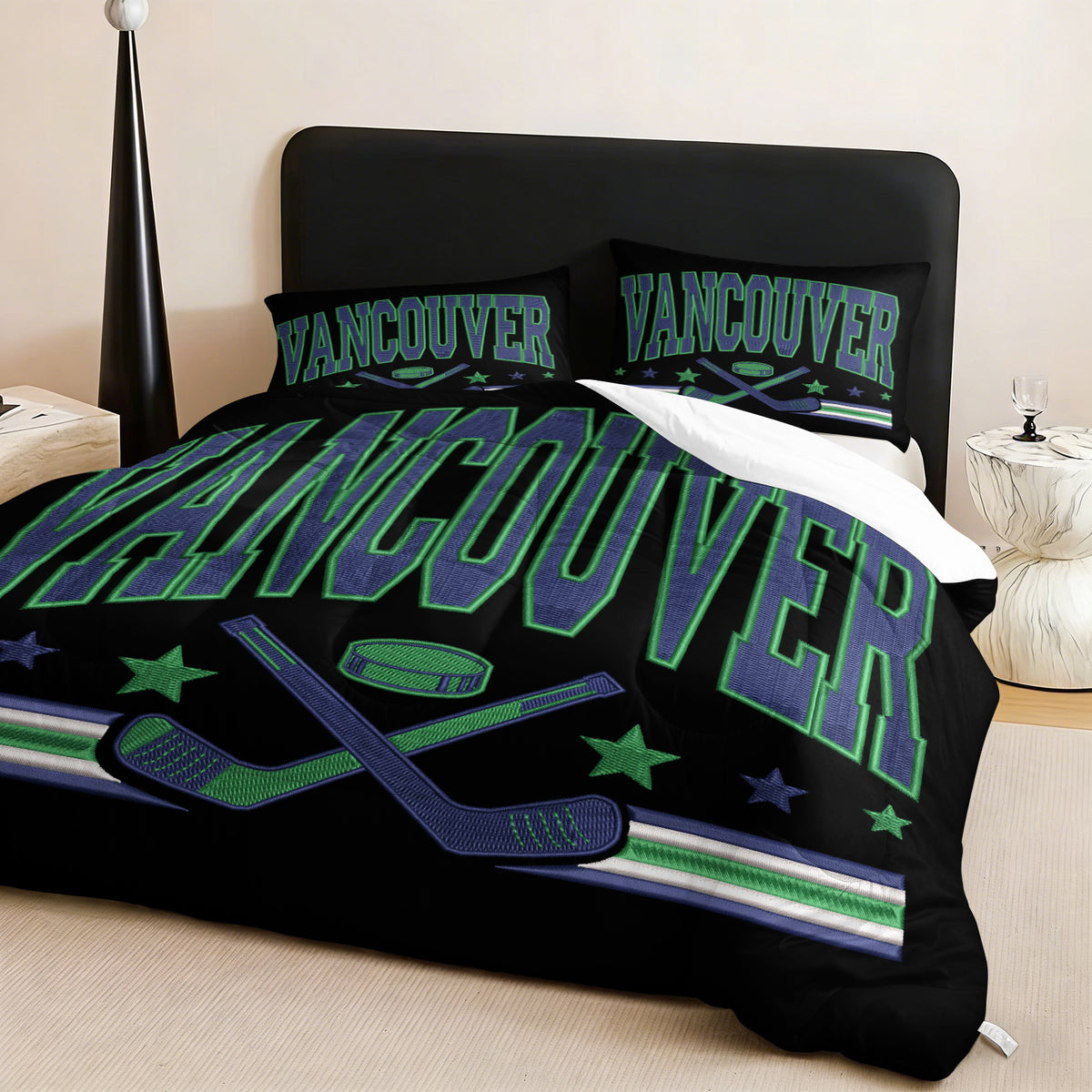 Vancouver Canucks Hockey League Comforter Pillowcase Sets Blanket All Season Reversible Quilted Duvet