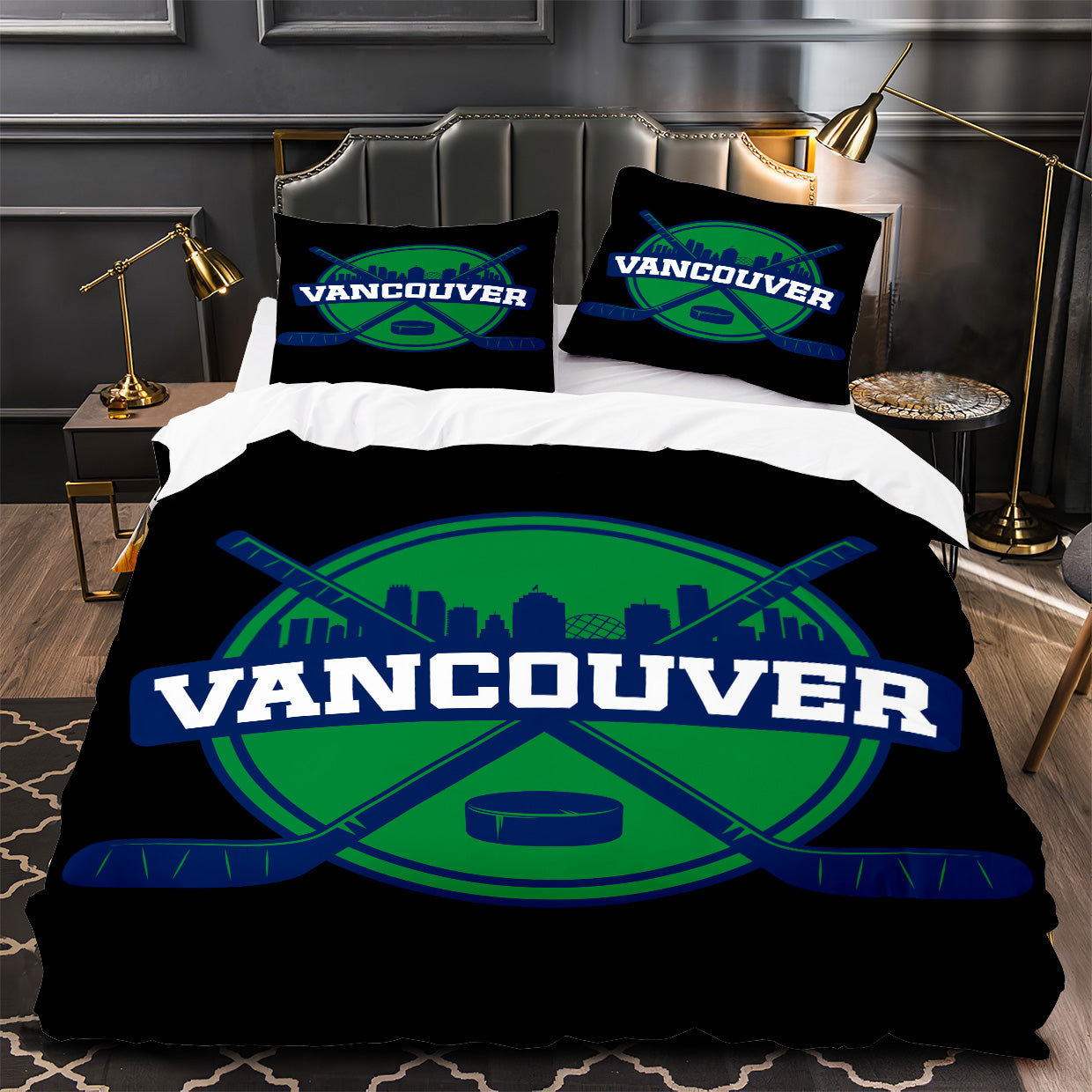 Vancouver Canucks Hockey Duvet Cover Quilt Case Pillowcase Bedding Set Without Filler
