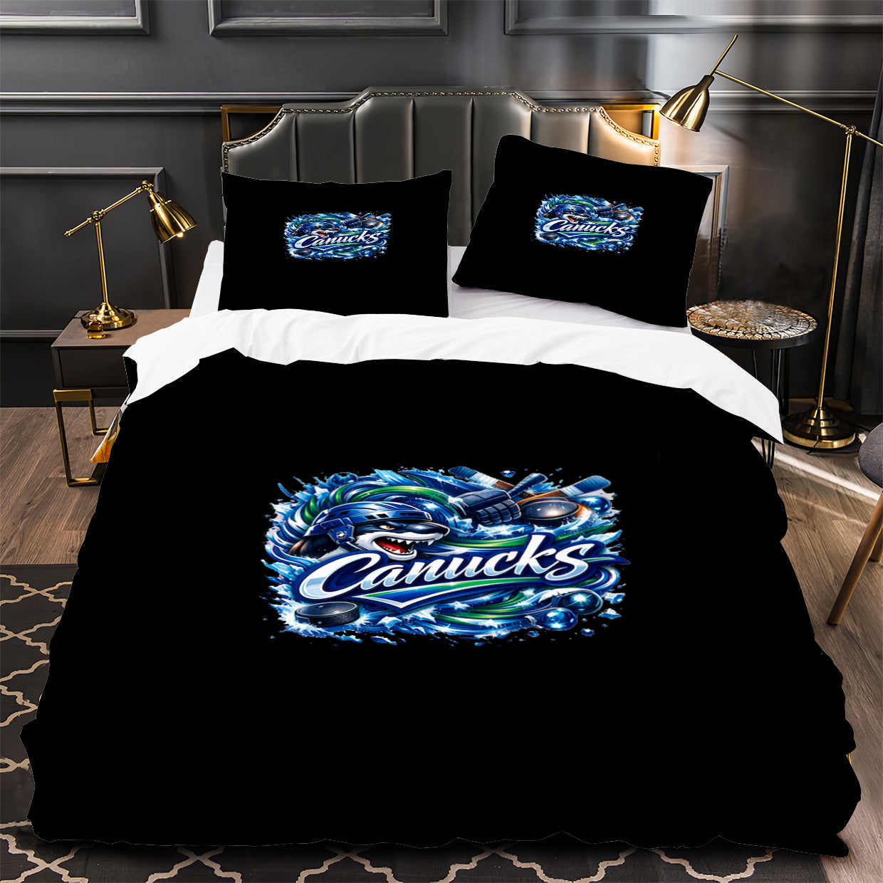 Vancouver Canucks Hockey Duvet Cover Quilt Case Pillowcase Bedding Set Without Filler