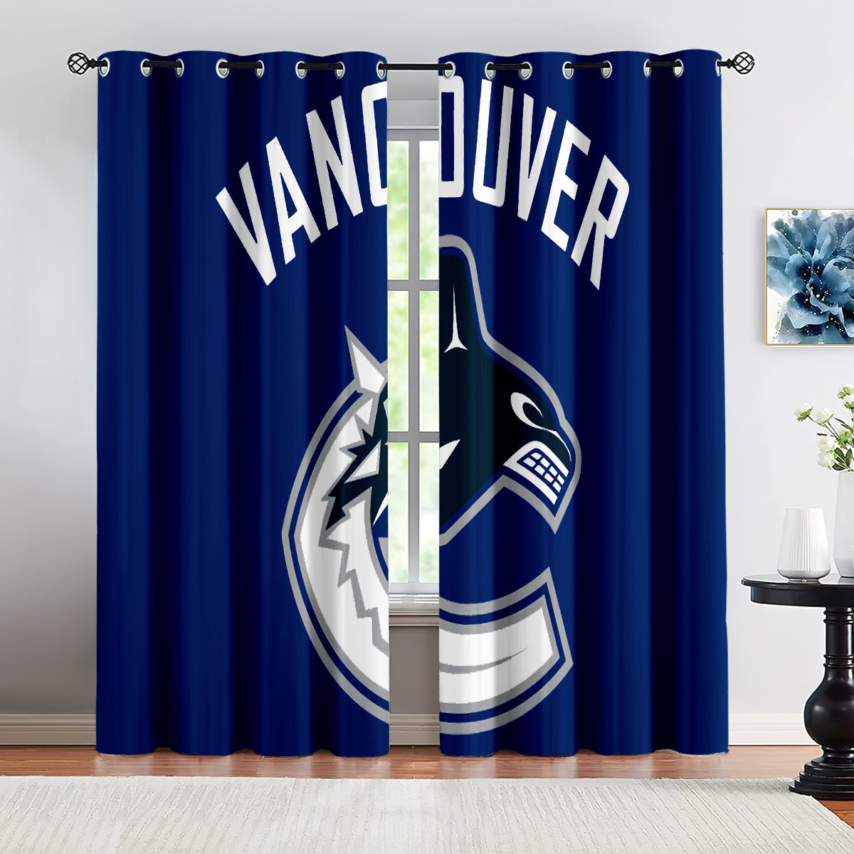 Vancouver Canucks Hockey League Blackout Curtains Drapes For Window Treatment Set