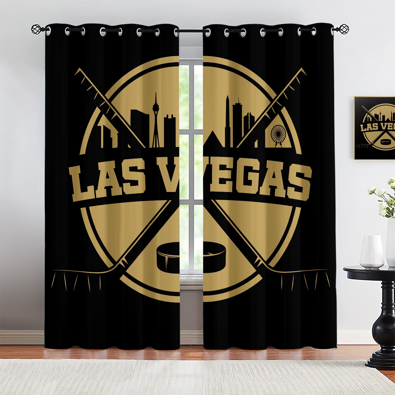 Vegas Golden Knights Blackout Curtains Drapes For Window Treatment Set