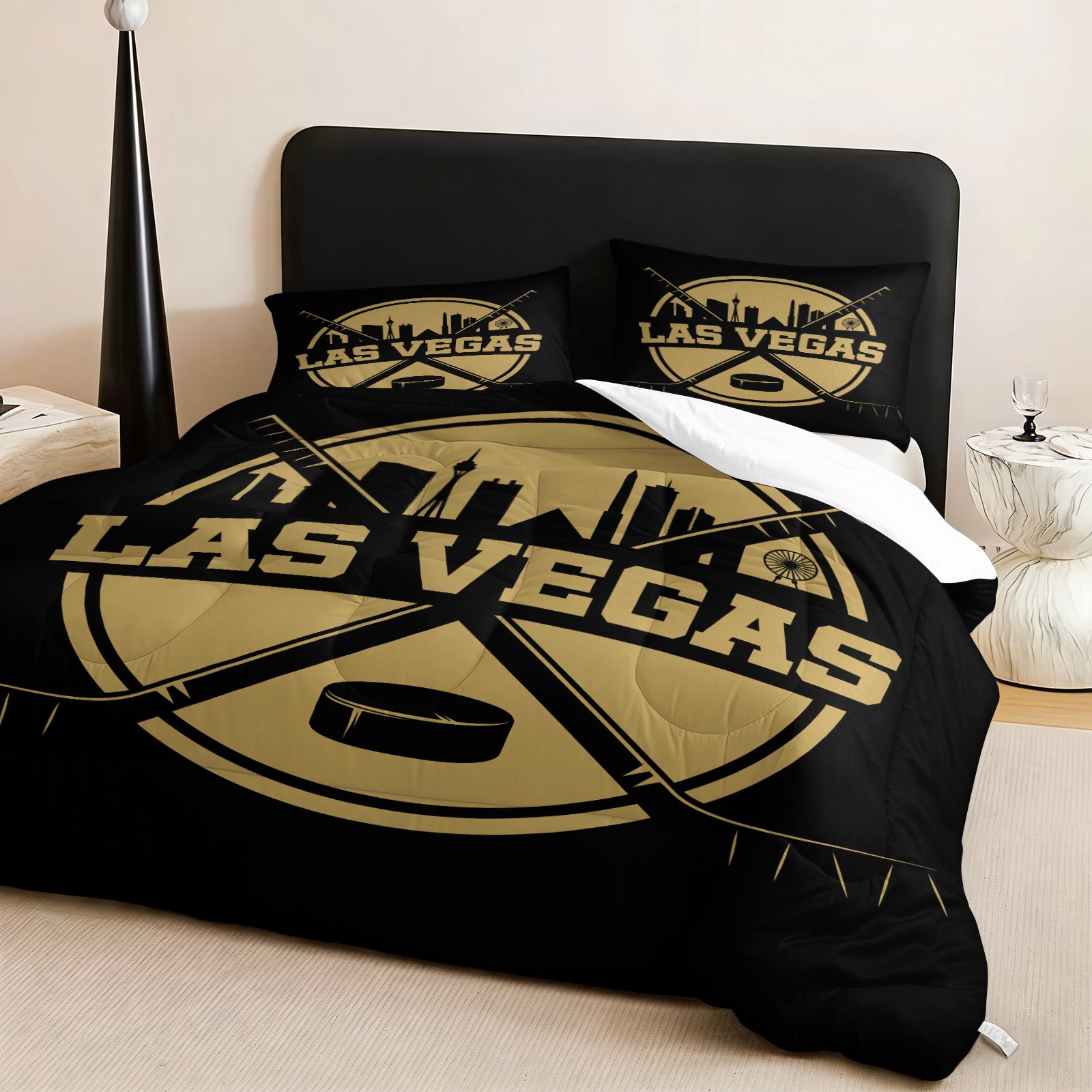 Vegas Golden Knights Hockey League Comforter Pillowcase Sets Blanket All Season Reversible Quilted Duvet