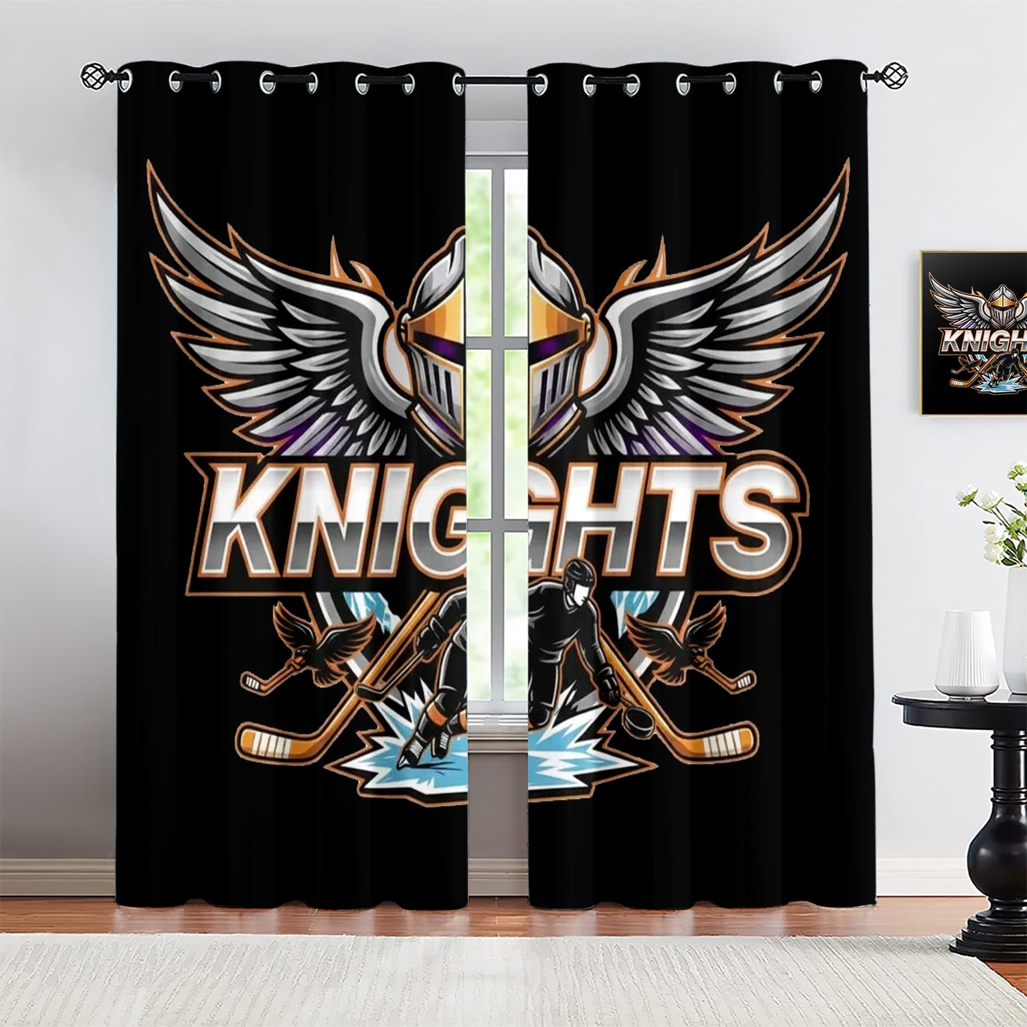 Vegas Golden Knights Blackout Curtains Drapes For Window Treatment Set