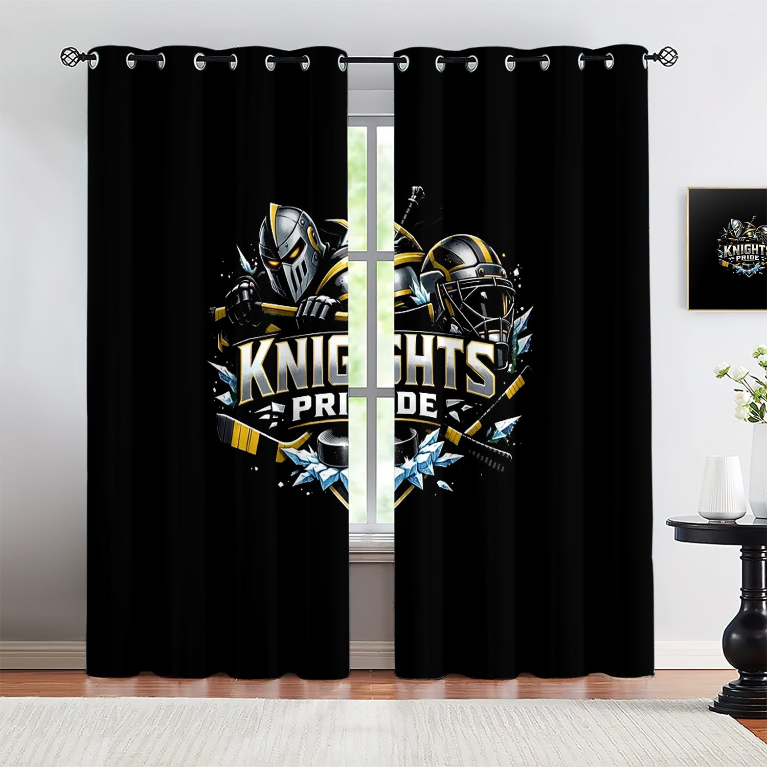 Vegas Golden Knights Blackout Curtains Drapes For Window Treatment Set