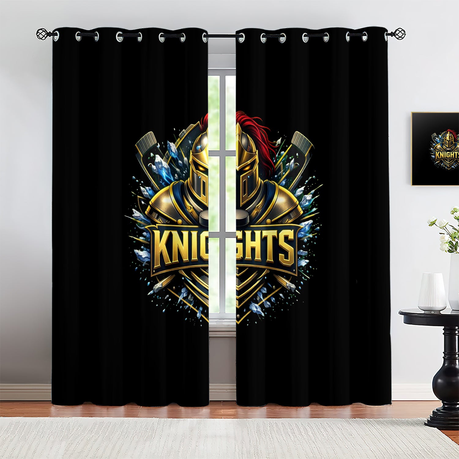 Vegas Golden Knights Blackout Curtains Drapes For Window Treatment Set