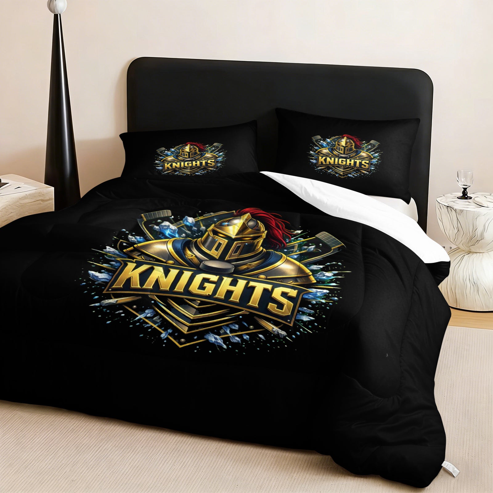 Vegas Golden Knights Hockey League Comforter Pillowcase Sets Blanket All Season Reversible Quilted Duvet